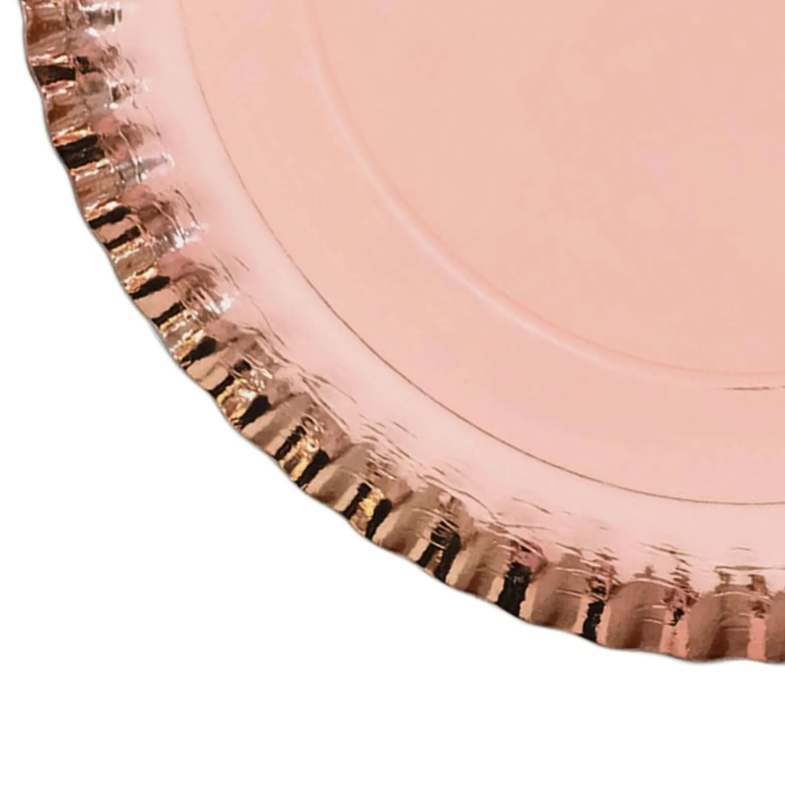 10 Pack Rose Gold Heavy Duty Paper Charger Plates, Disposable Serving Tray Round With Scalloped Rims 1100 GSM 13"