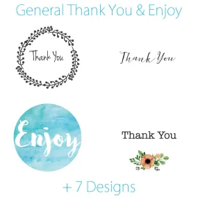 1.5 Inch Thank You Themed Circle Label Stickers for Party Favors & Invitations (Pre-Set Designed, 24 Labels)