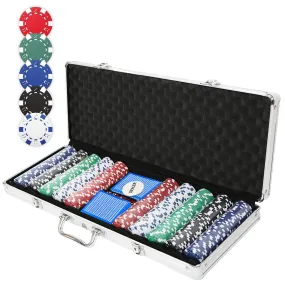 500Pc Poker Game Set with Carrying Case, Cards, Dice and 500 Casino Chips