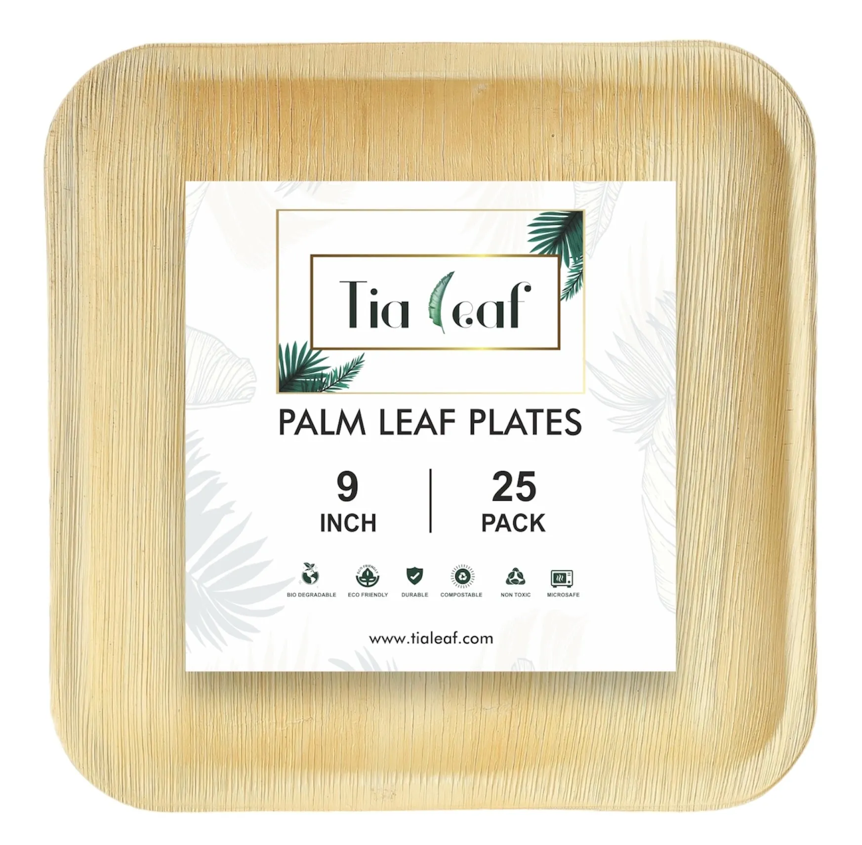 9 Inch Square Disposable Palm Leaf Plates