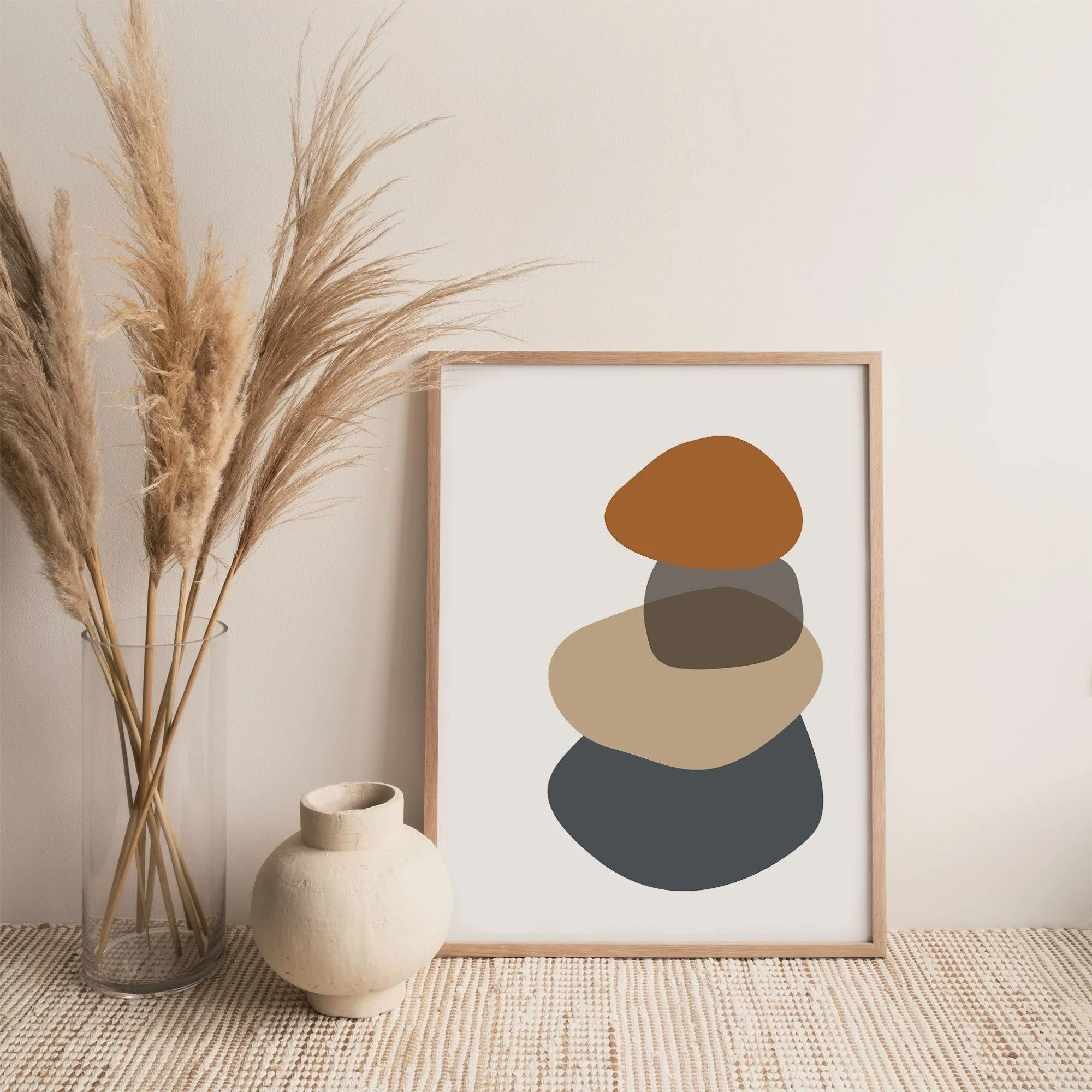 Abstract Rocks Wall Print - Gray and Terracotta