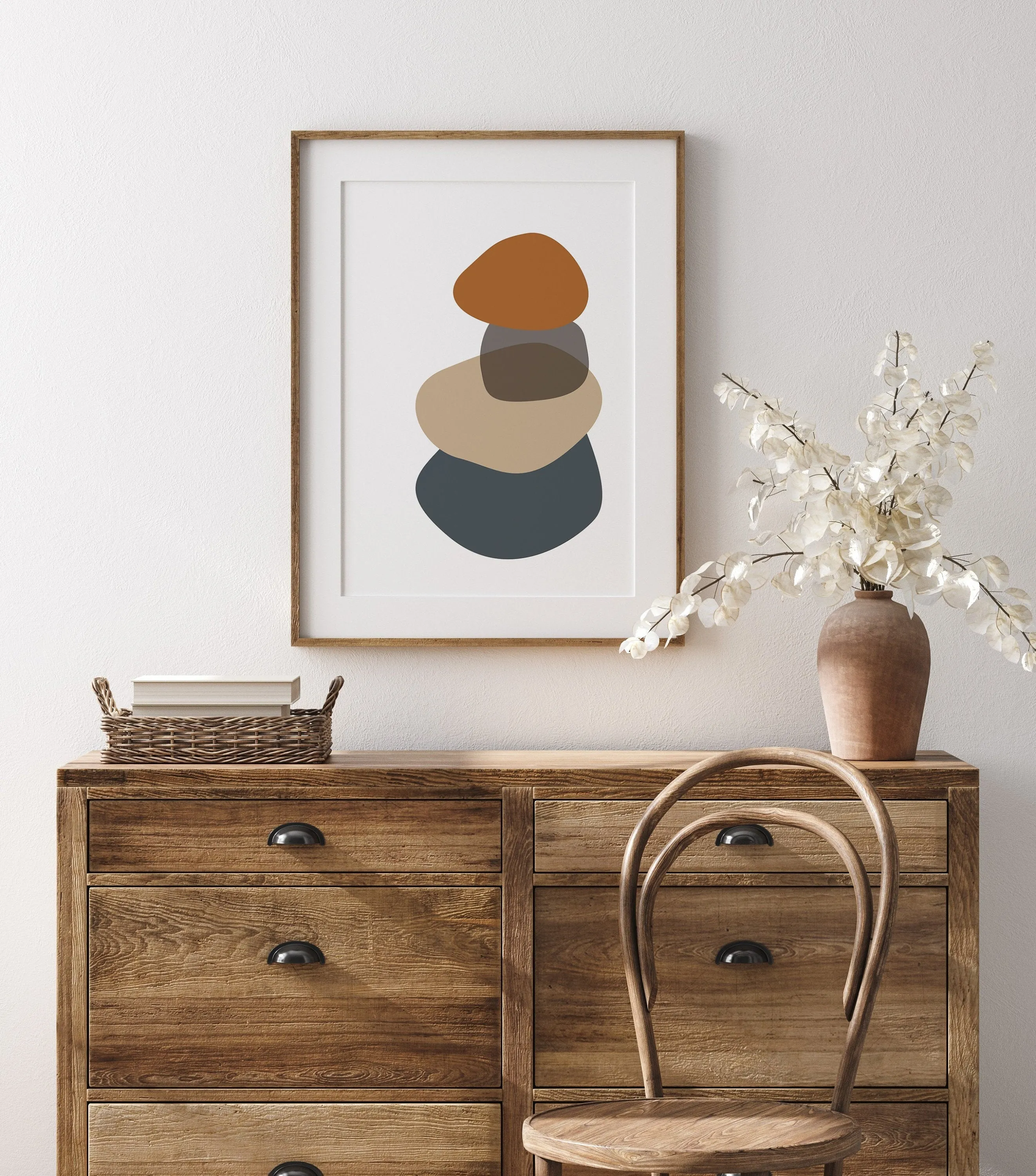 Abstract Rocks Wall Print - Gray and Terracotta