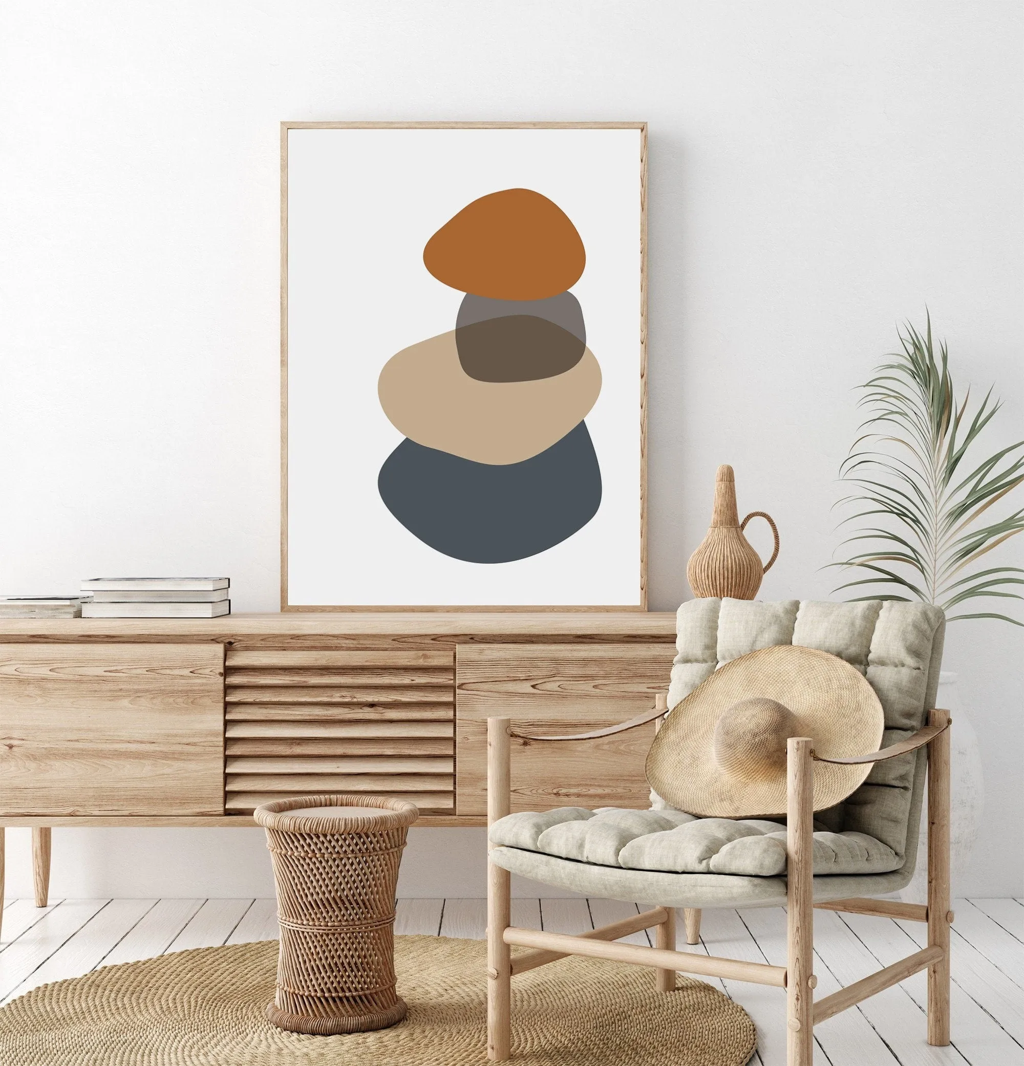 Abstract Rocks Wall Print - Gray and Terracotta