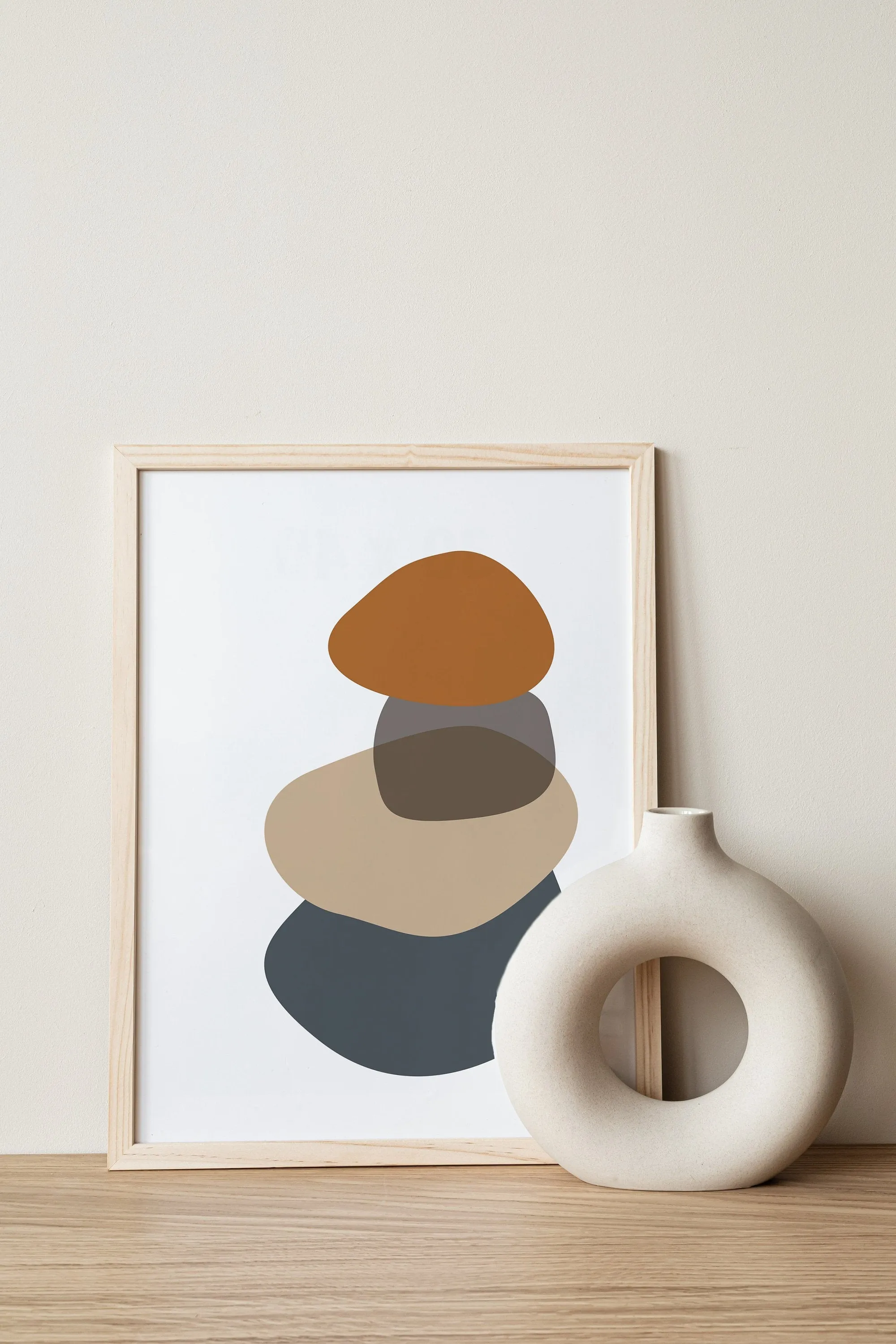 Abstract Rocks Wall Print - Gray and Terracotta