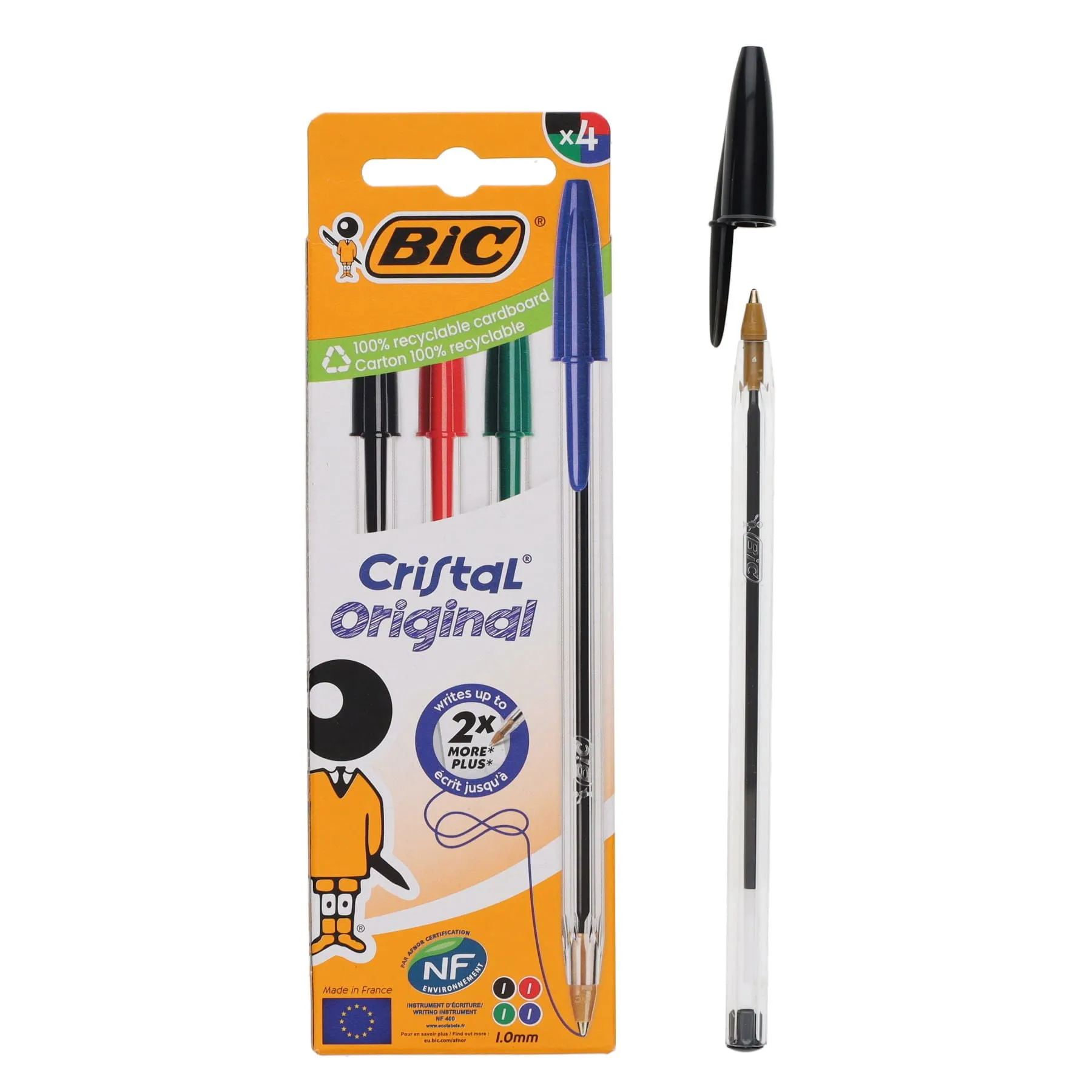 BIC - Cristal Original Ballpoint Pens - Assorted Colours - Pack of 4