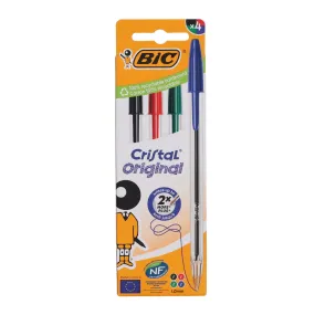 BIC - Cristal Original Ballpoint Pens - Assorted Colours - Pack of 4