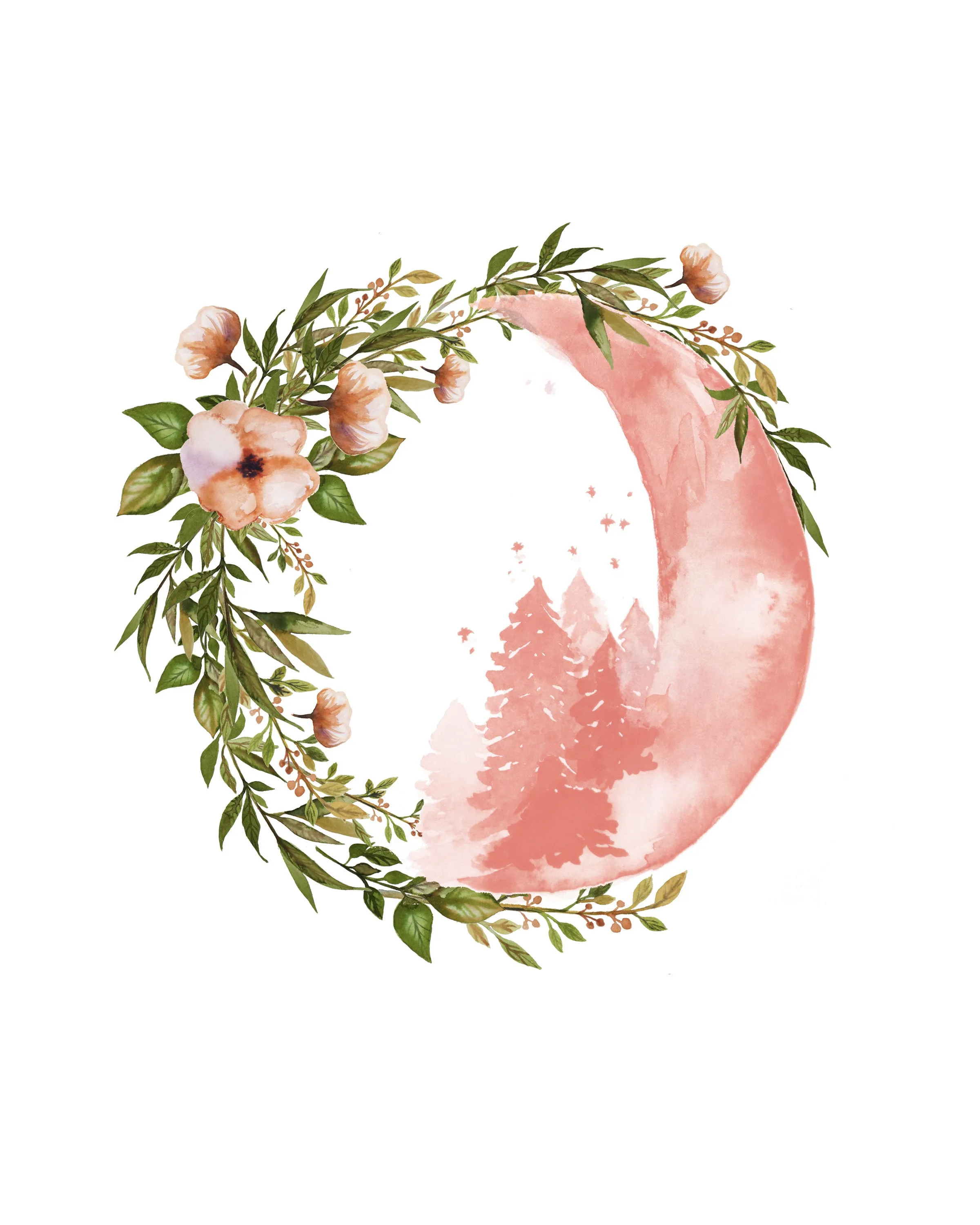 Botantical Moons Nursery Print with Custom Name - Set of Three