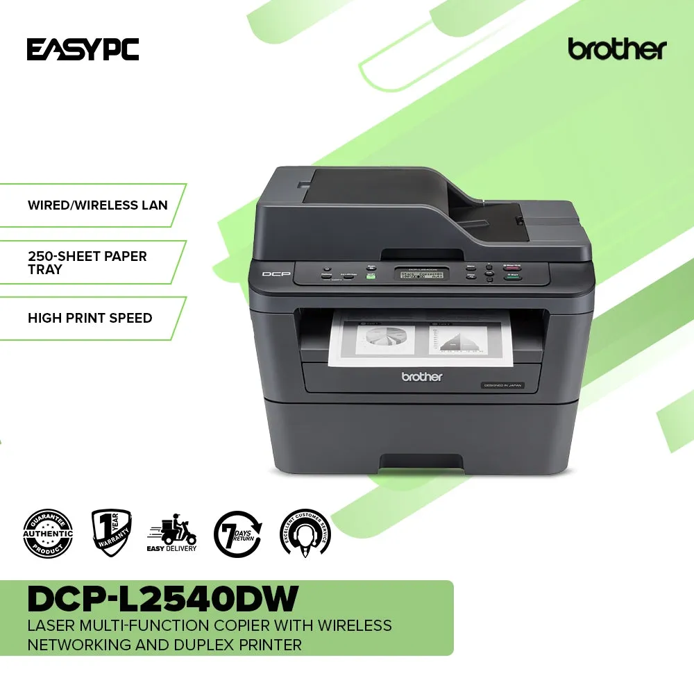 Brother DCP-L2540DW Laser Multi-Function Copier with Wireless Networking and Duplex Printer