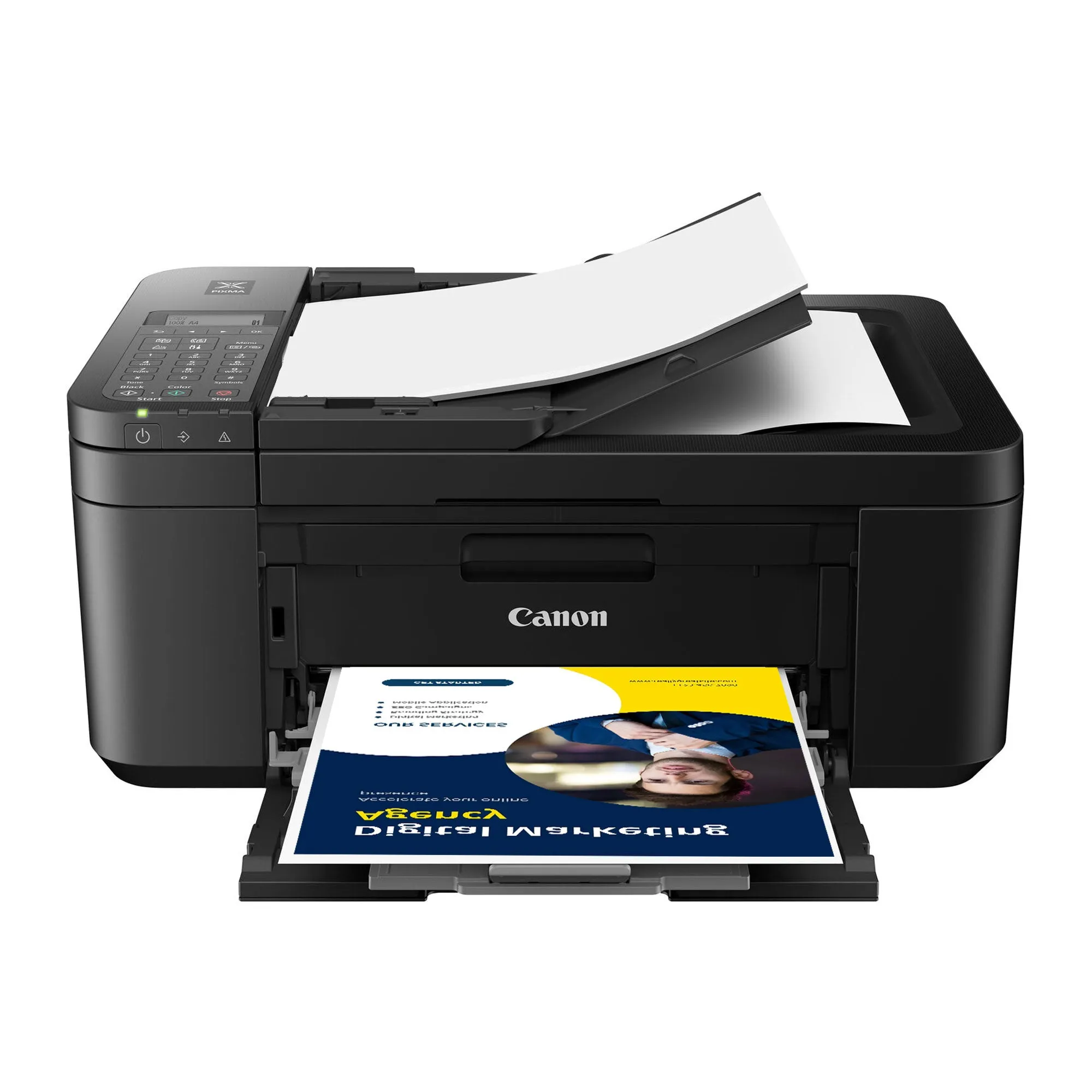 Canon PIXMA TR4720 Wireless All-in-One Printer Black with 10FT Angle USB 2.0 480MBPS Type A Male To B Male Cable and Tech Smart USA Printer Essentials Digital Download Card for PC