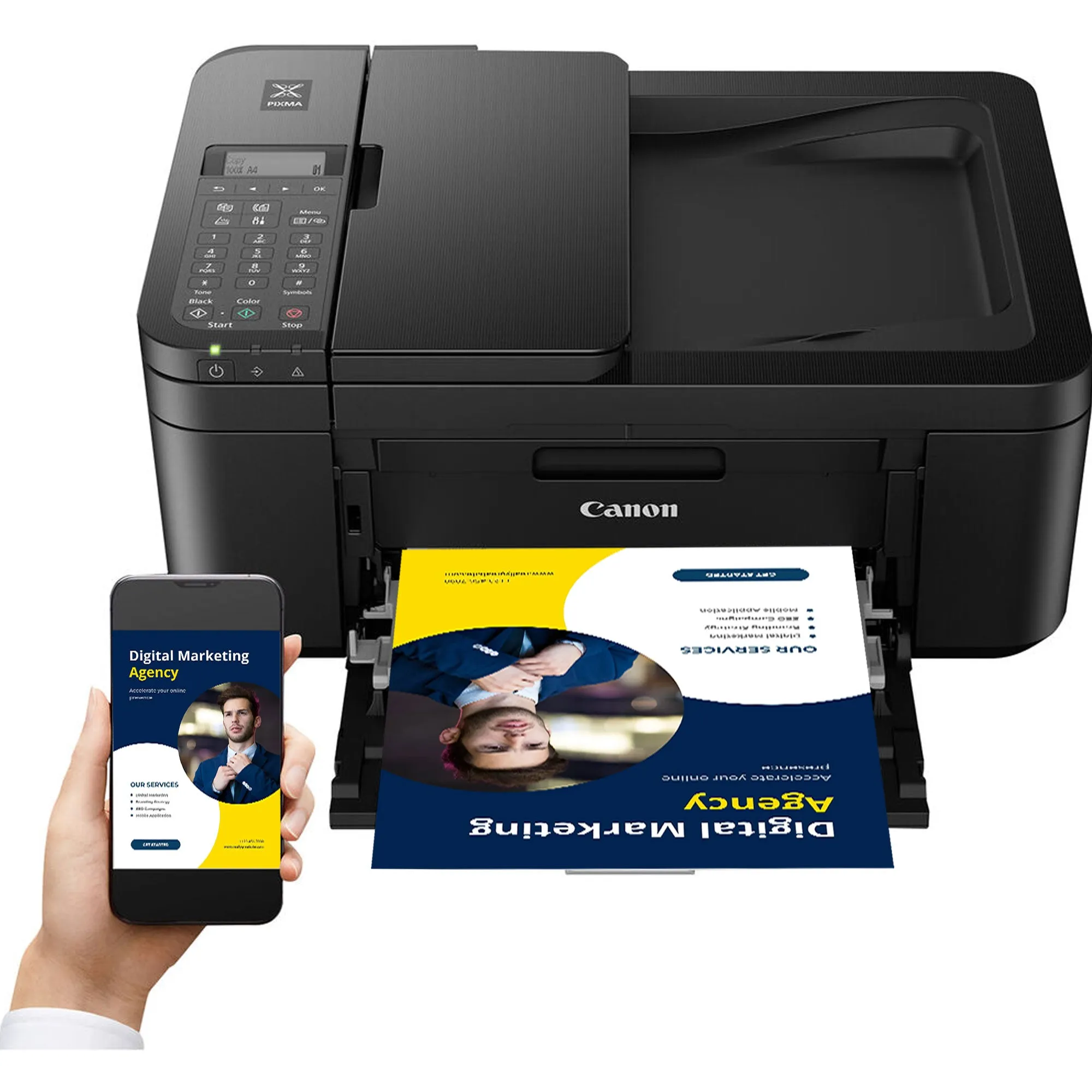 Canon PIXMA TR4720 Wireless All-in-One Printer Black with 10FT Angle USB 2.0 480MBPS Type A Male To B Male Cable and Tech Smart USA Printer Essentials Digital Download Card for PC