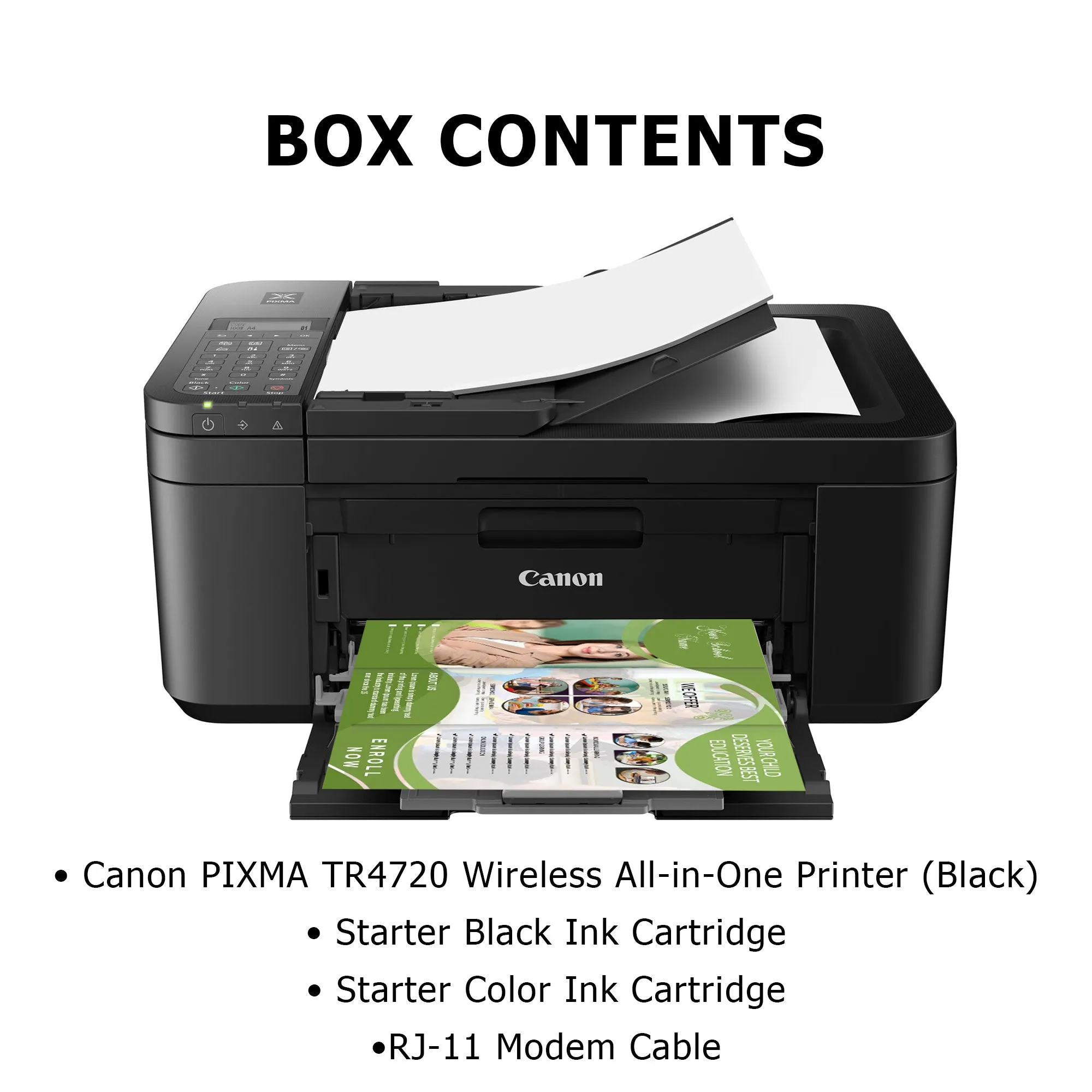 Canon PIXMA TR4720 Wireless All-in-One Printer Black with 10FT Angle USB 2.0 480MBPS Type A Male To B Male Cable and Tech Smart USA Printer Essentials Digital Download Card for PC