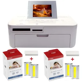 Canon Selphy CP1000 Compact Photo Printer White with 2pcs KP-108IN 4x6 Paper Set 3115B001