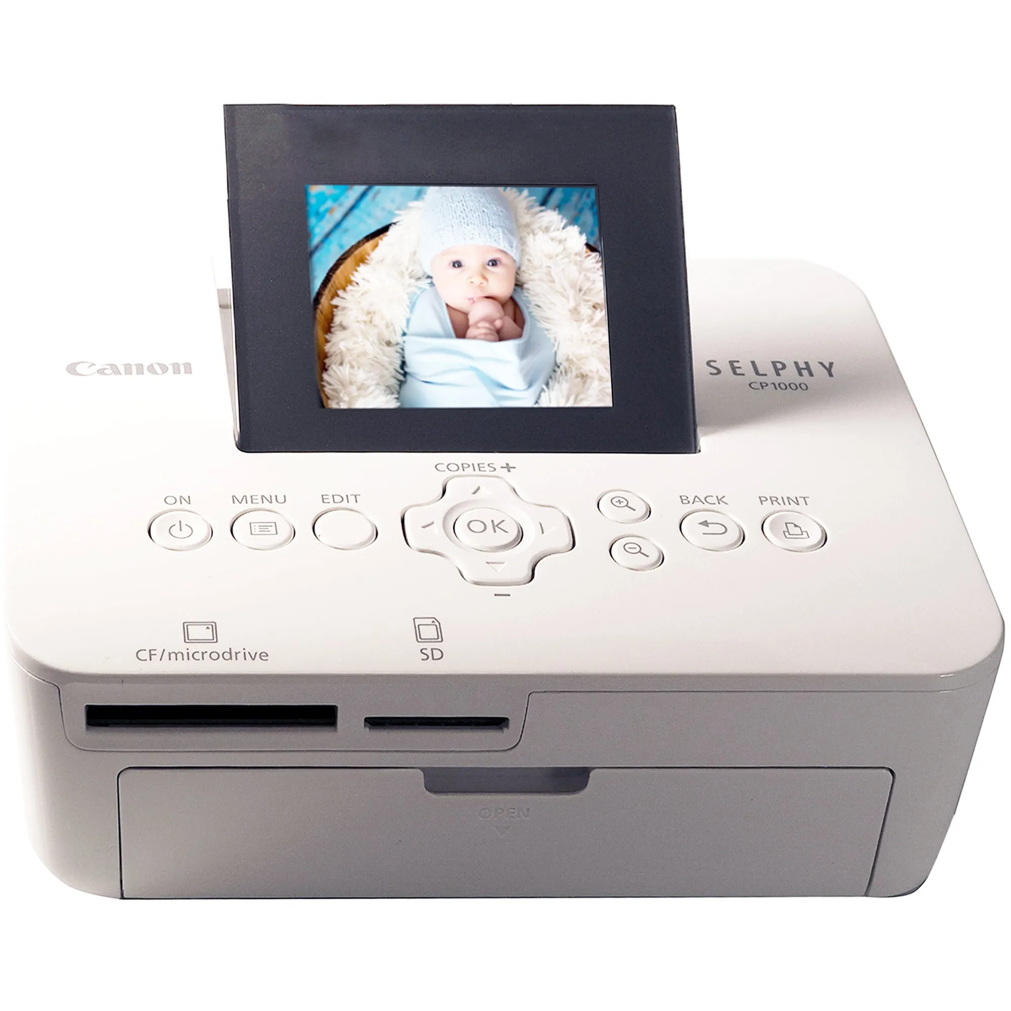 Canon Selphy CP1000 Compact Photo Printer White with  6pcs KP-108IN 4x6 Paper Set 3115B001