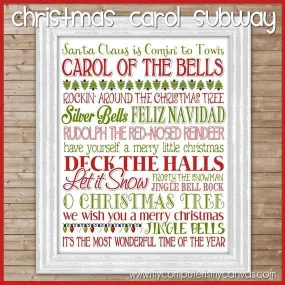 Christmas Carols Subway Art PRINTABLE