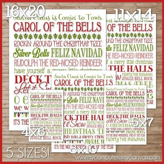 Christmas Carols Subway Art PRINTABLE