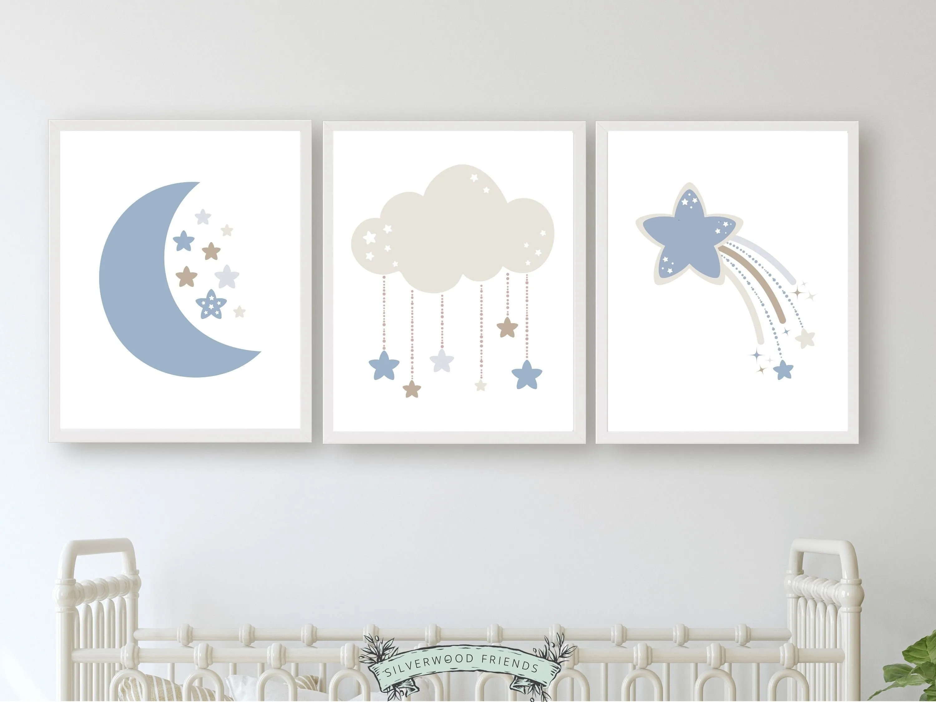 Cloud Moon Star Nursery Prints