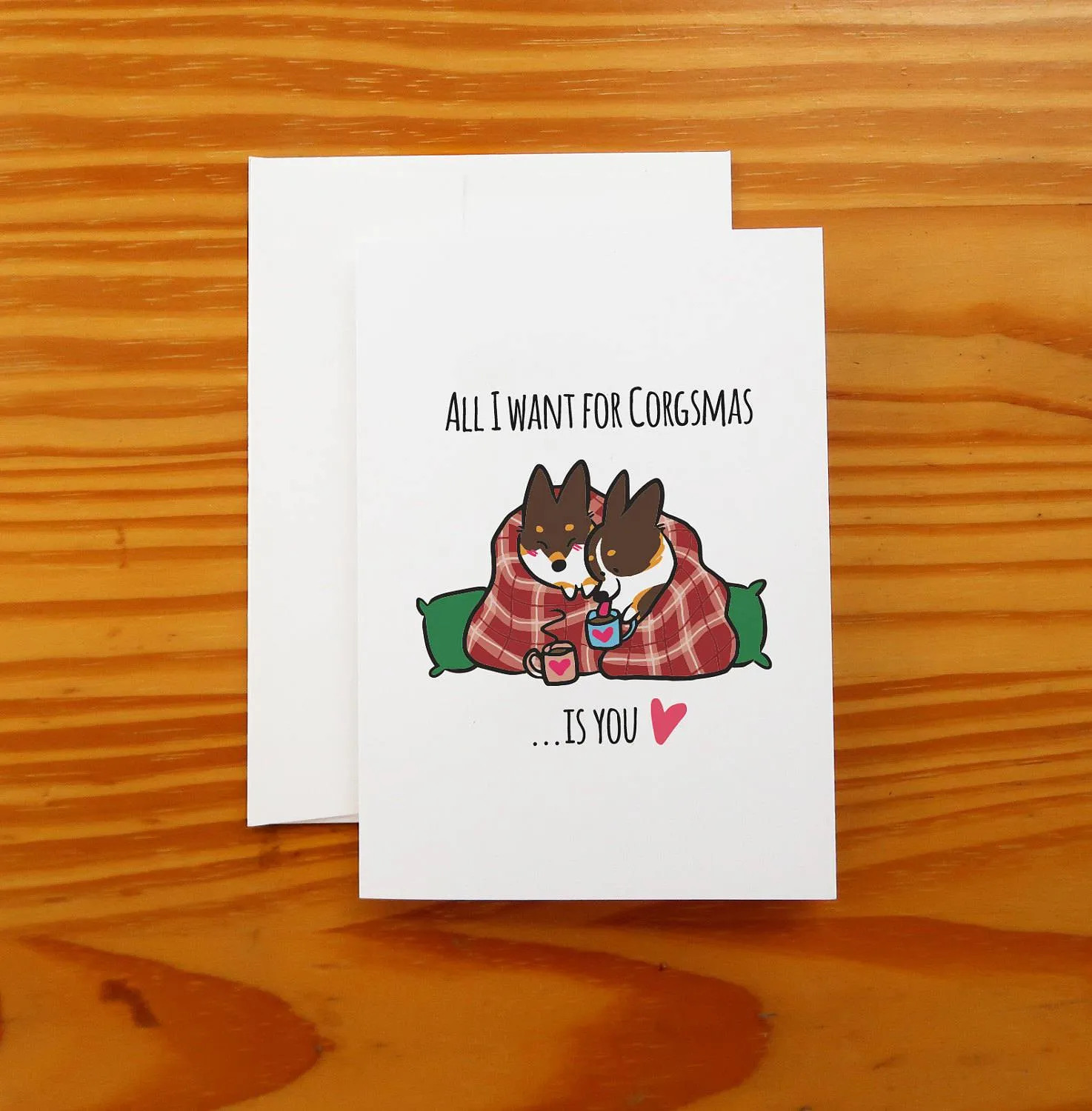 Corgi Christmas Snuggle Greeting Card