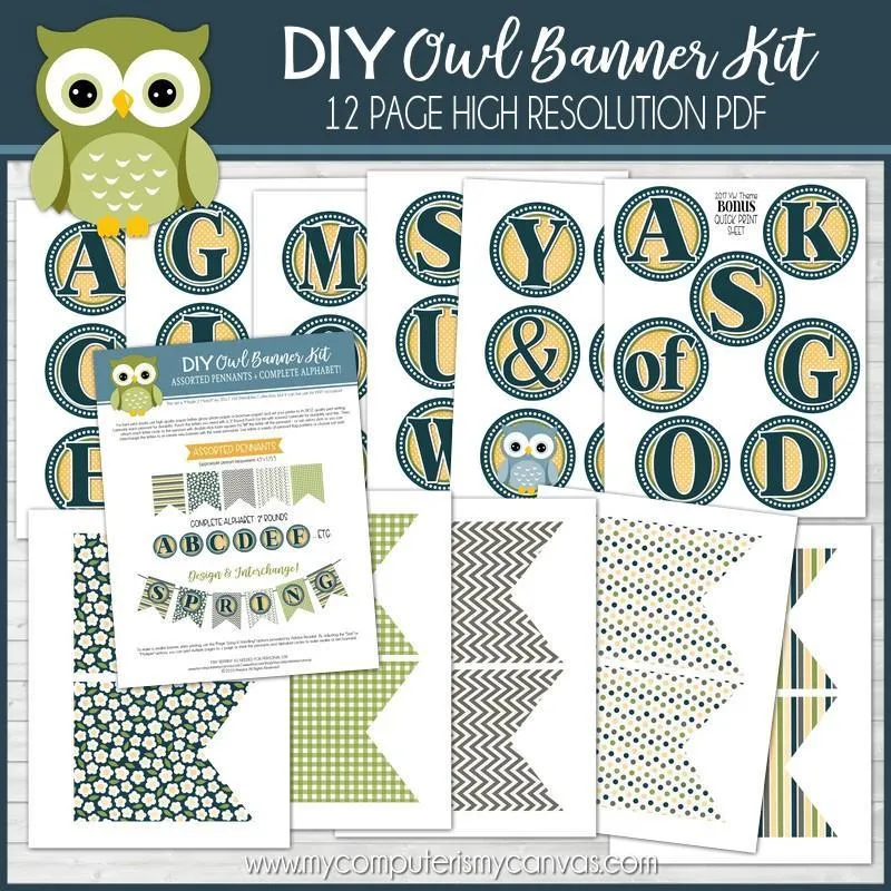 DIY Owl Banner Kit PRINTABLE {Clearance}