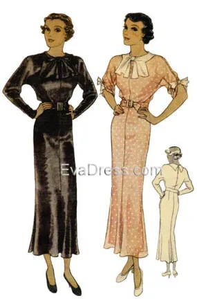 E-PATTERN 1934 Dress with Jabot Collar E8117