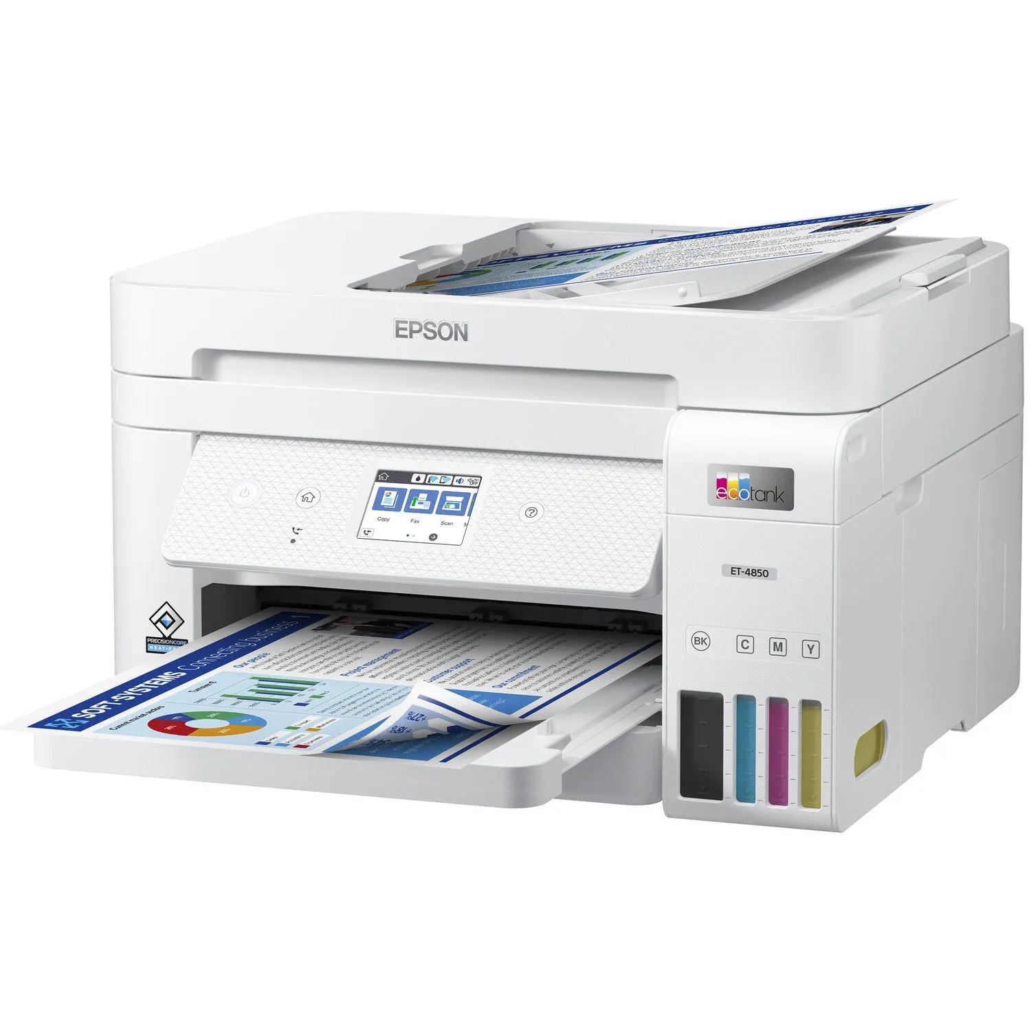 Epson EcoTank ET-4850 Wireless Inkjet Multifunction Home Office Printer - Color - Copier/Fax/Printer/Scanner - 4800 x 1200 dpi Print - Automatic Duplex Print