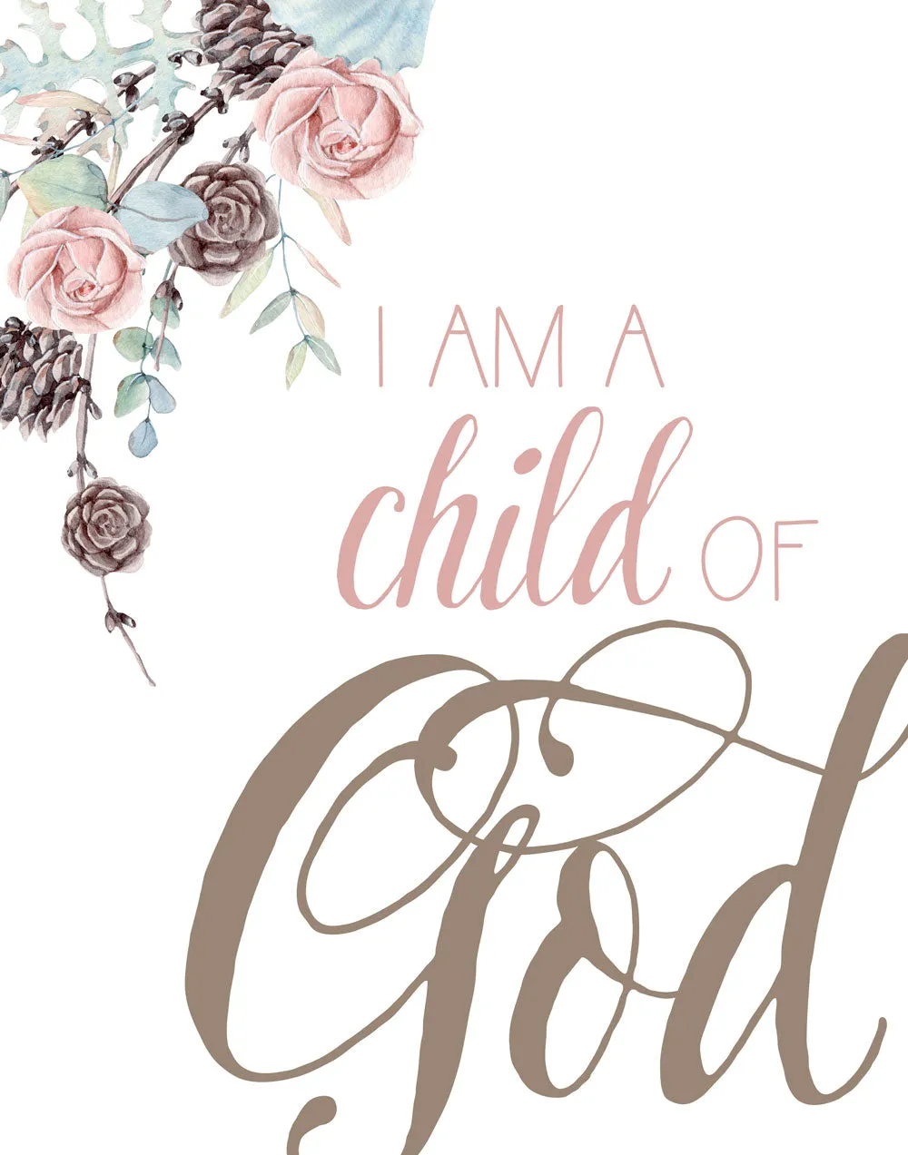 Fearfully and Wonderfully Made - I am a child of God - Set of three Floral Wall Art