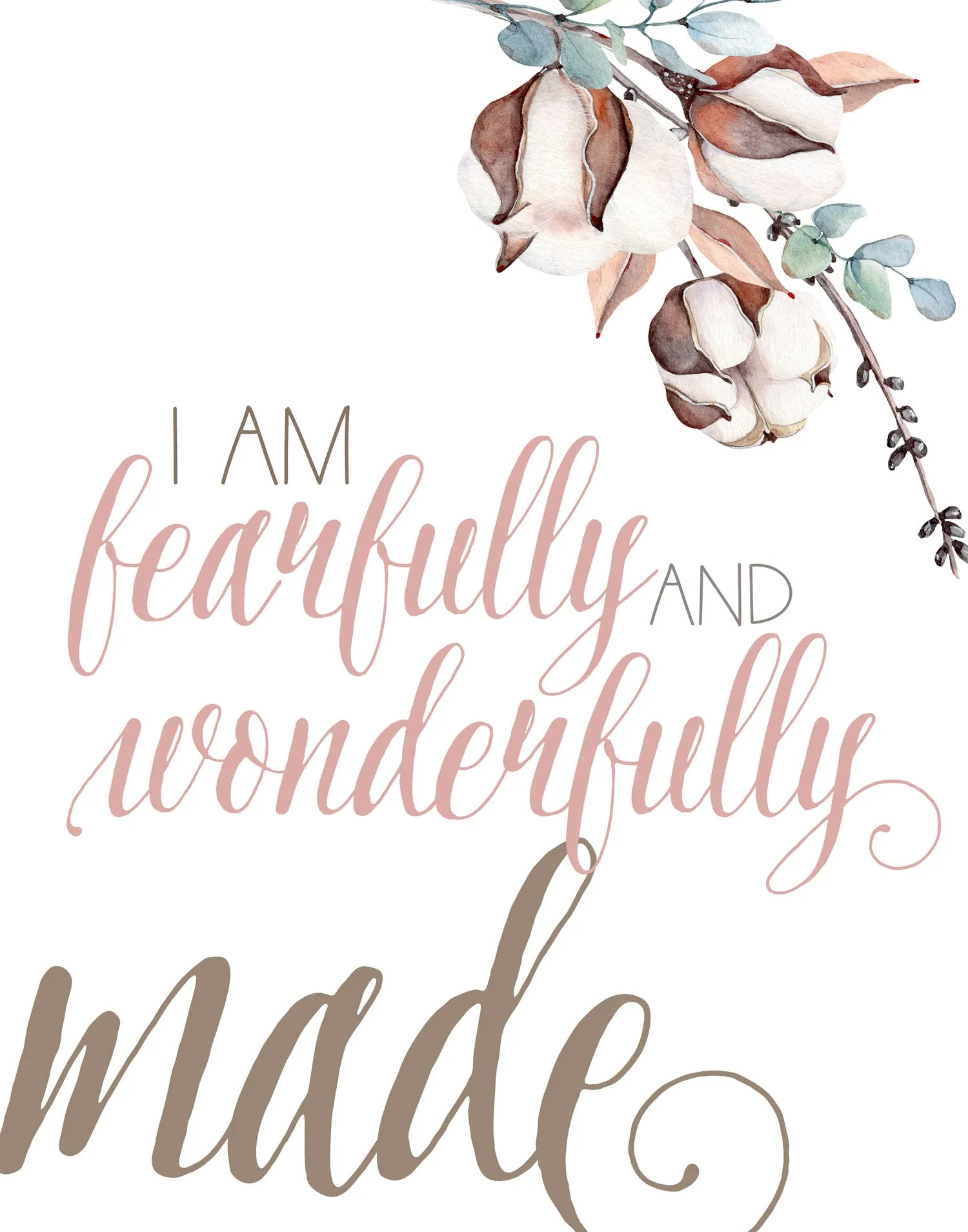 Fearfully and Wonderfully Made - I am a child of God - Set of three Floral Wall Art