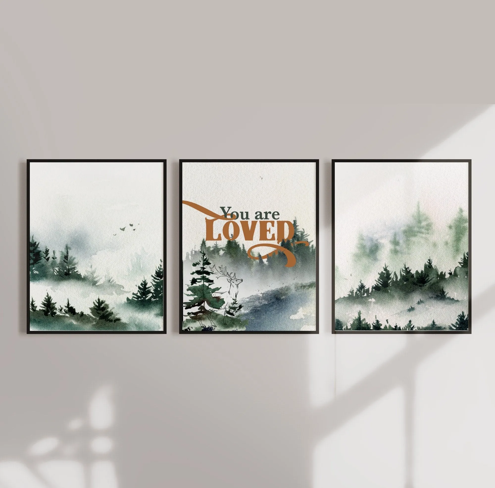 Forest Mountains Nursery Wall Art Set of three