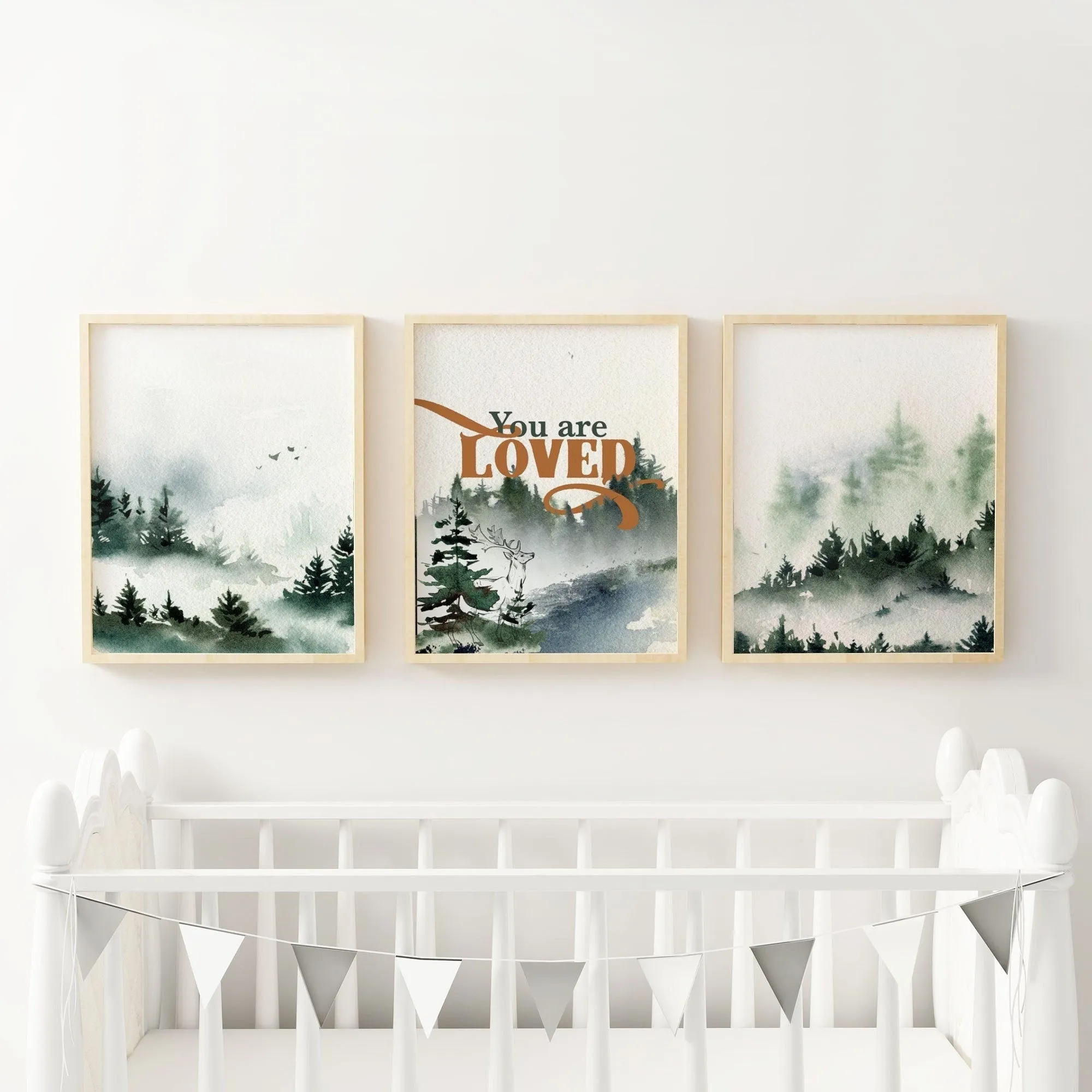 Forest Mountains Nursery Wall Art Set of three