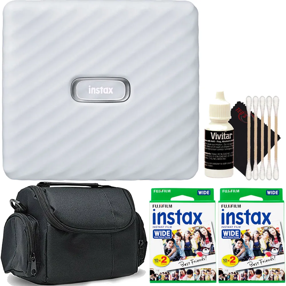 FUJIFILM INSTAX Link Wide Smartphone Printer Ash White   2x Instax Wide 2X10 Film Kit