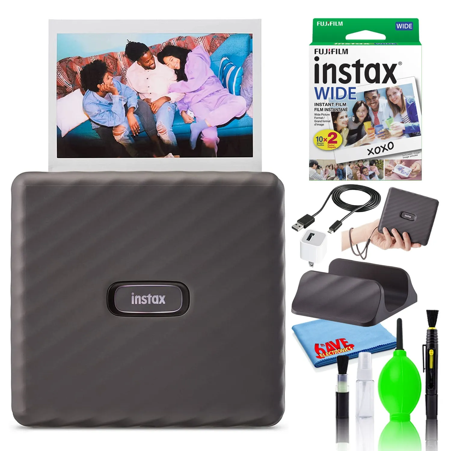 Fujifilm Instax Link Wide Smartphone Printer Bundle with 20-Films -