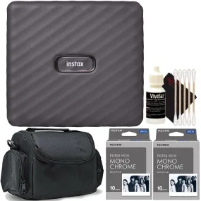 FUJIFILM INSTAX Link Wide Smartphone Printer (Mocha Gray)   2x Wide Monochrome Instant Film Kit