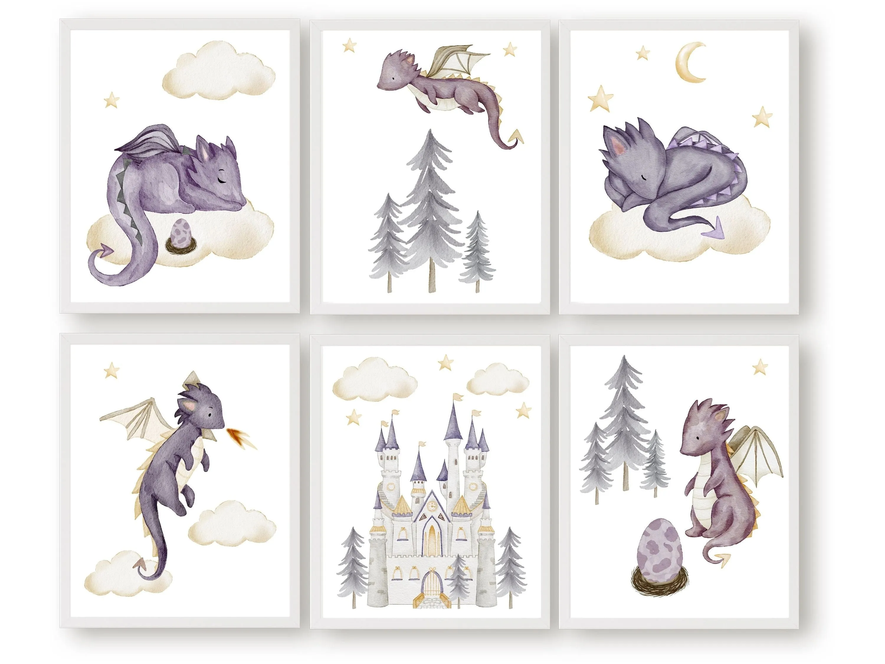 Girls Baby Dragon Nursery Prints