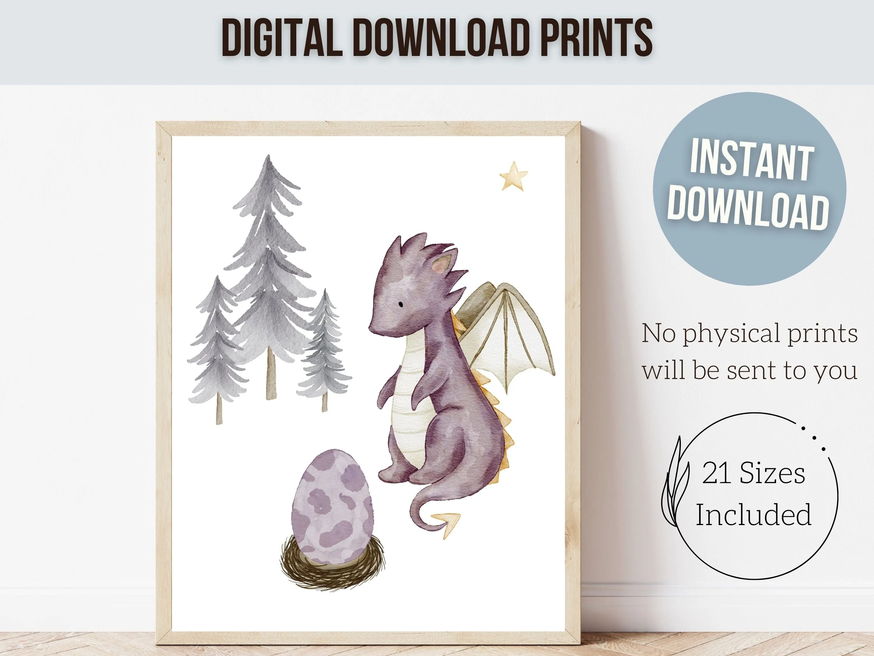 Girls Baby Dragon Nursery Prints