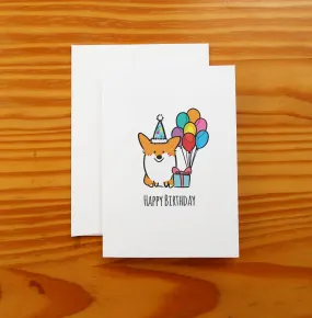 Happy Birthday Corgi Greeting Card