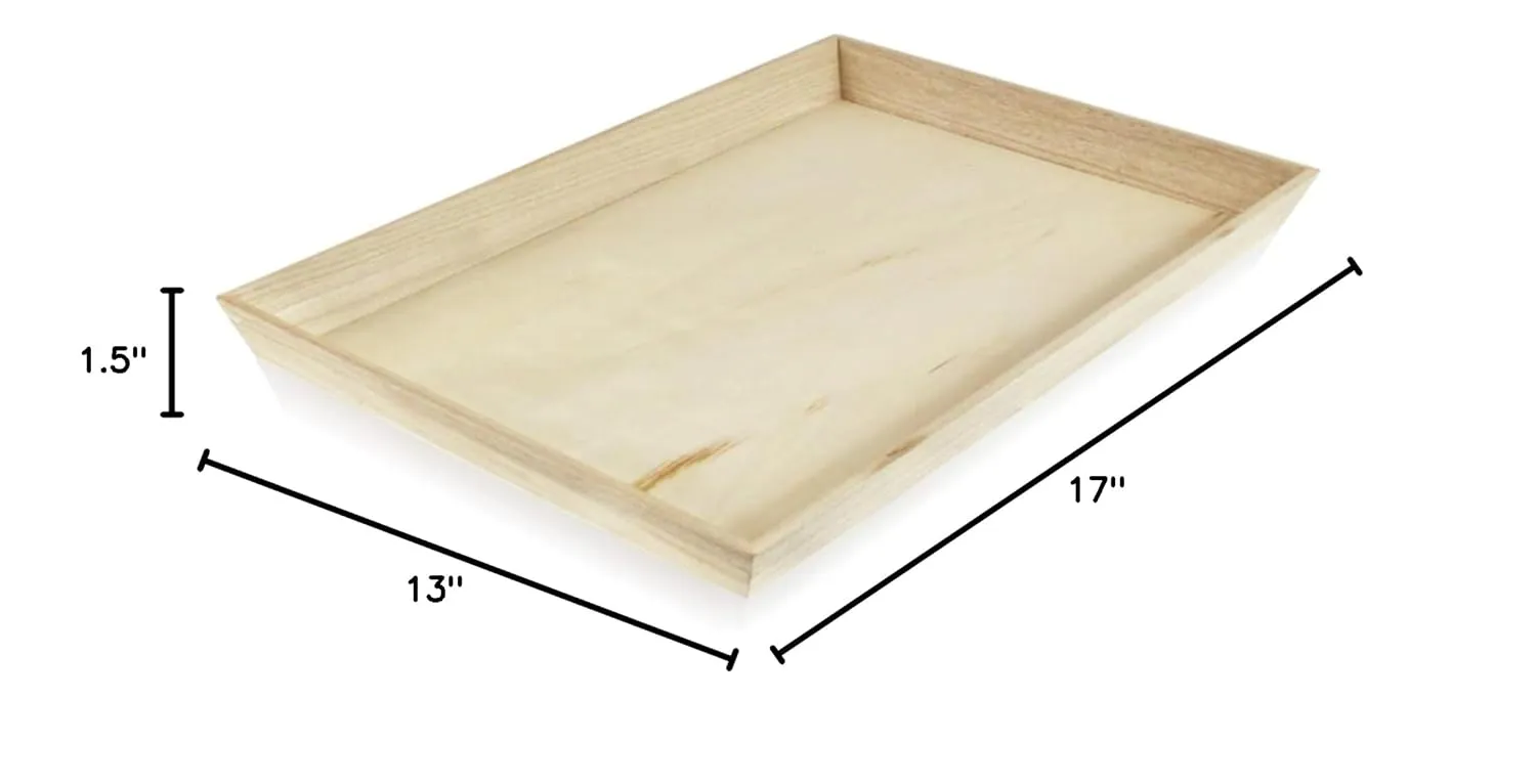 Heavy Duty Wooden Tray, Biodegradable Serving Wood Table Trays for Snacks