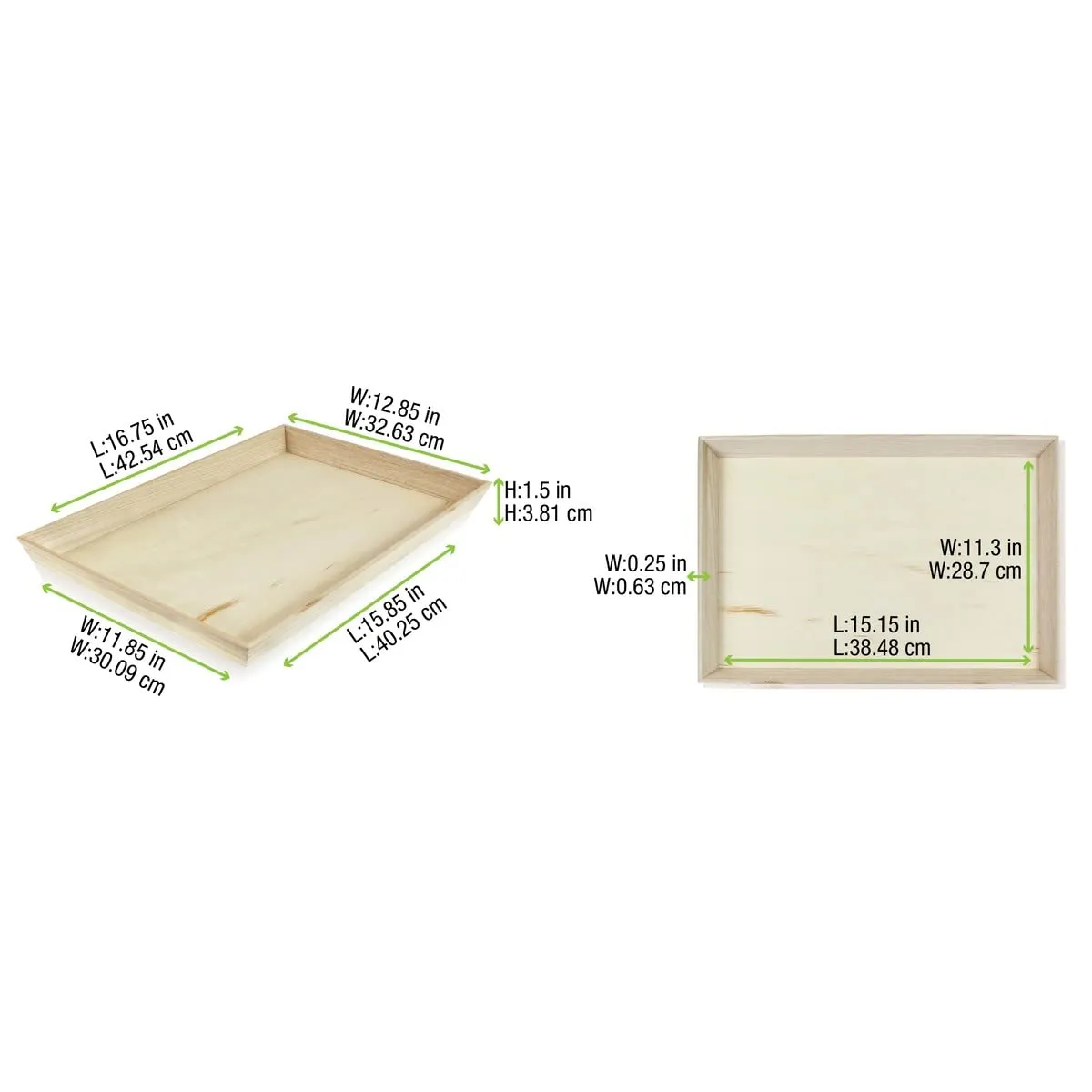 Heavy Duty Wooden Tray, Biodegradable Serving Wood Table Trays for Snacks