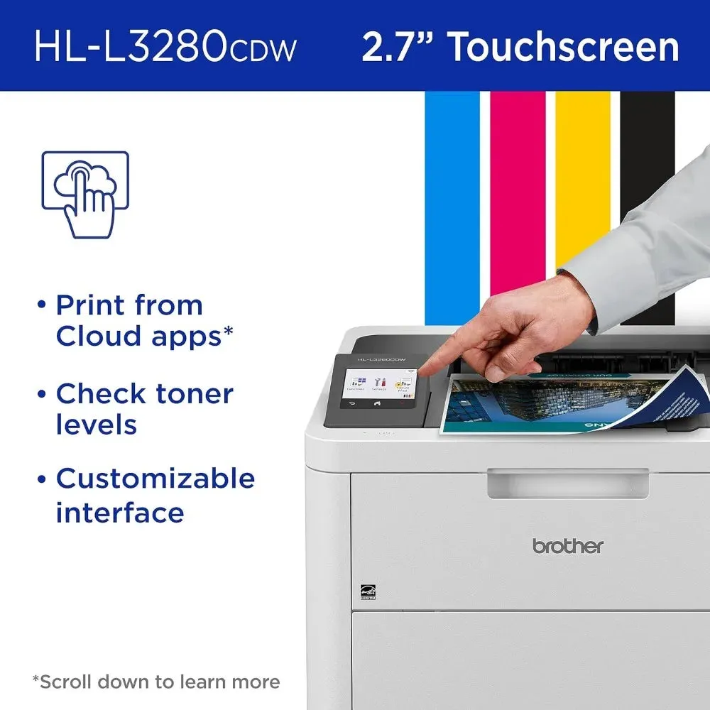 HL-L3280CDW Wireless Compact Digital Color Printer with Laser Quality Output, Duplex, Mobile Printing & Ethernet  Includes