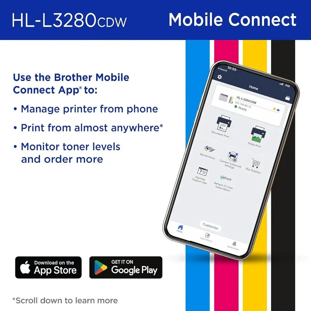 HL-L3280CDW Wireless Compact Digital Color Printer with Laser Quality Output, Duplex, Mobile Printing & Ethernet  Includes