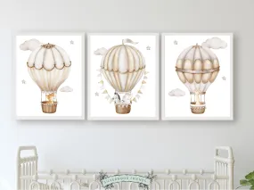 Hot Air Balloon Nursery Prints - Neutral