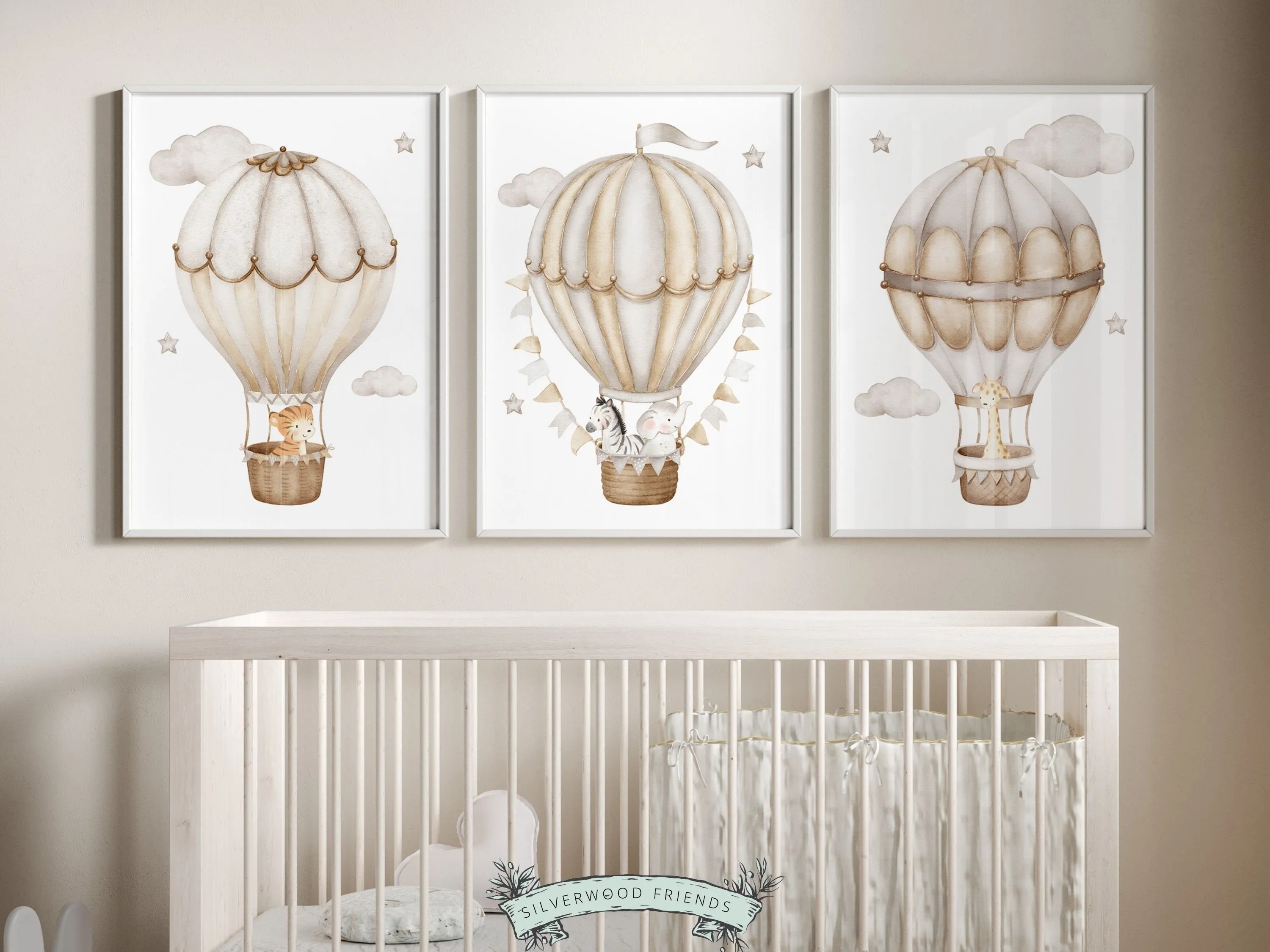 Hot Air Balloon Nursery Prints - Neutral