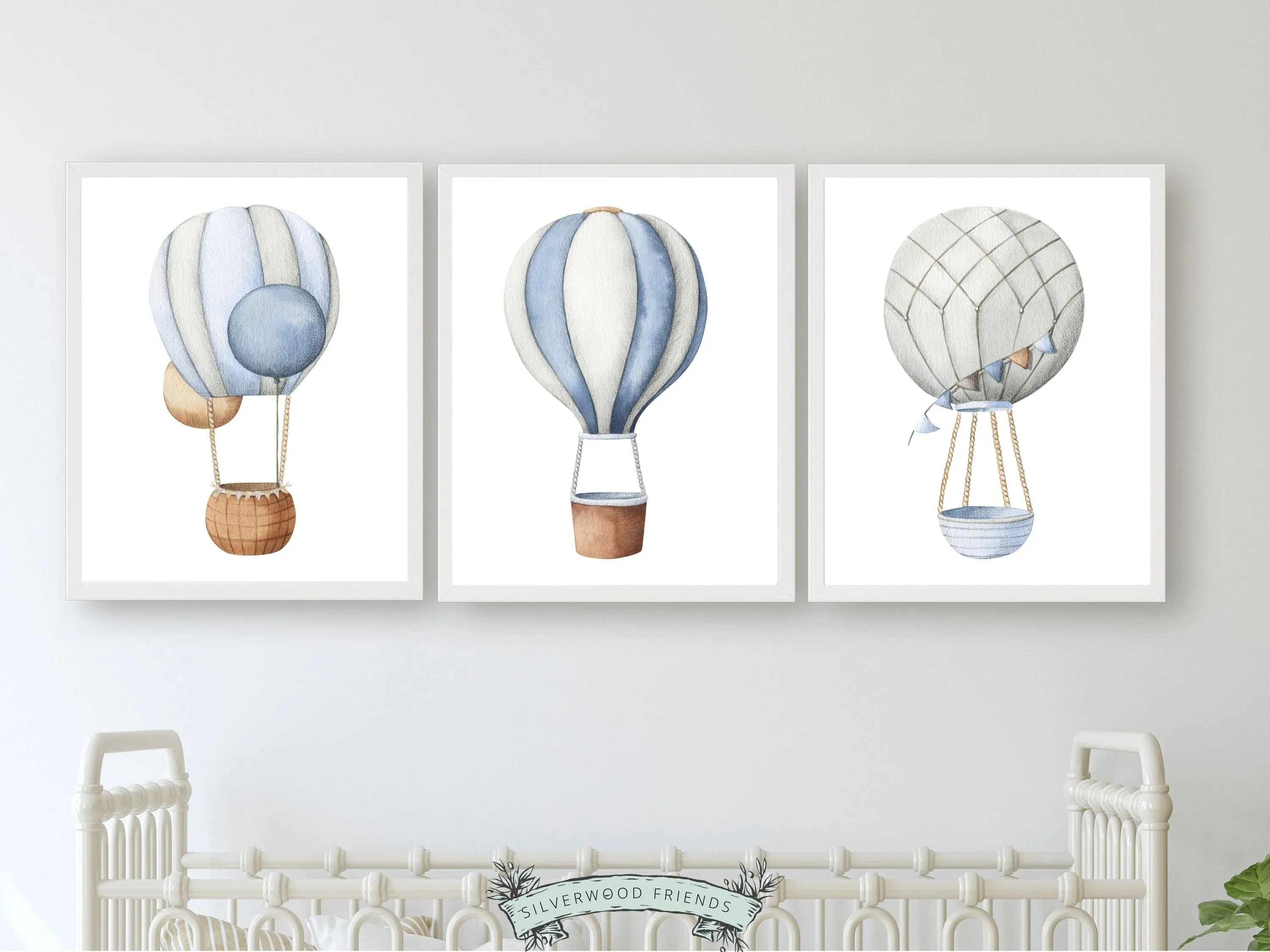 Hot Air Balloon Nursery Prints - Set of 3