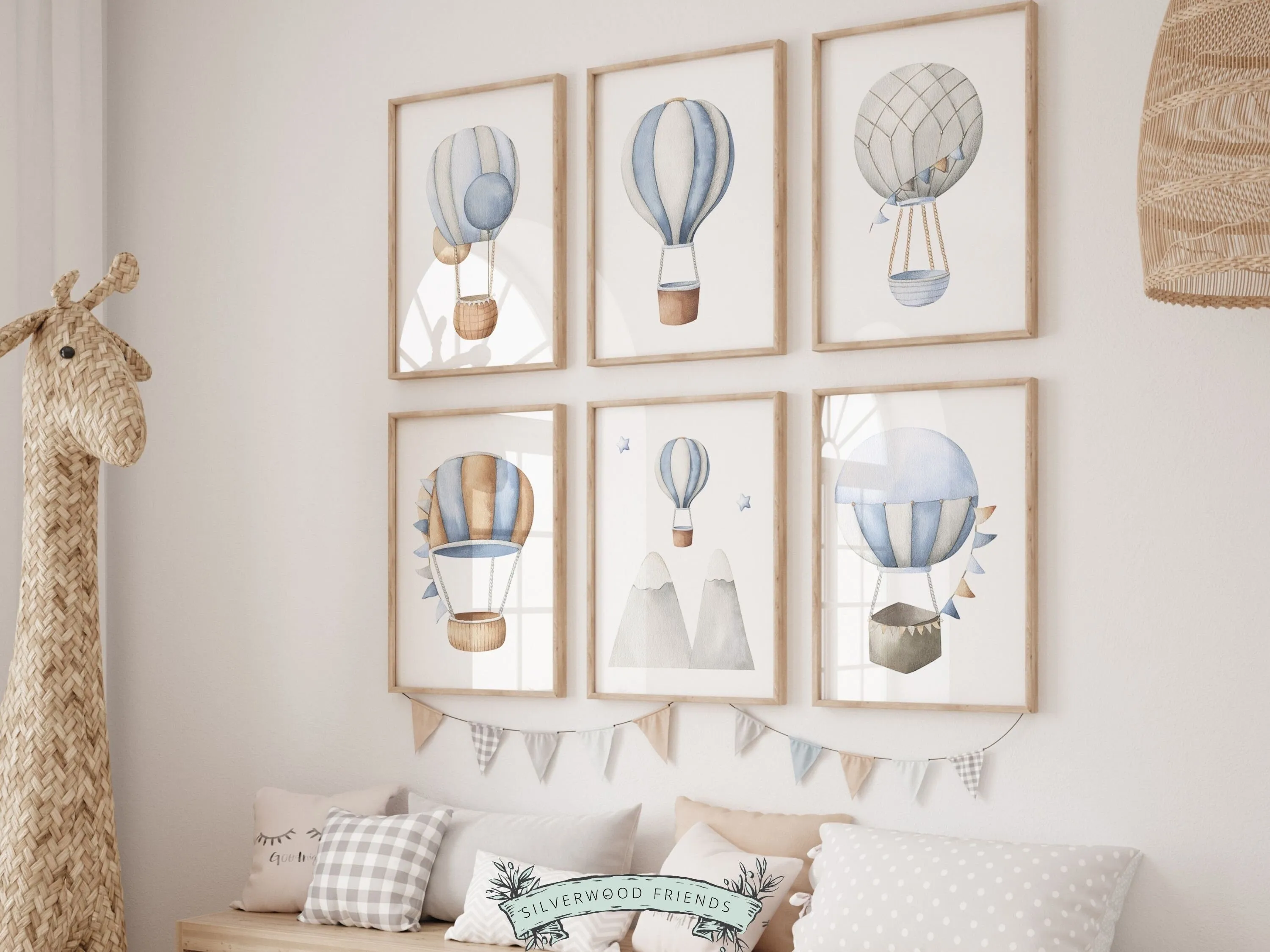 Hot Air Balloon Nursery Prints Set of 6