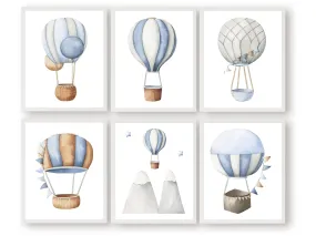 Hot Air Balloon Nursery Prints Set of 6