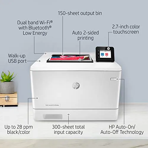 HP Color LaserJet Pro M454dw Printer (W1Y45A) ,White