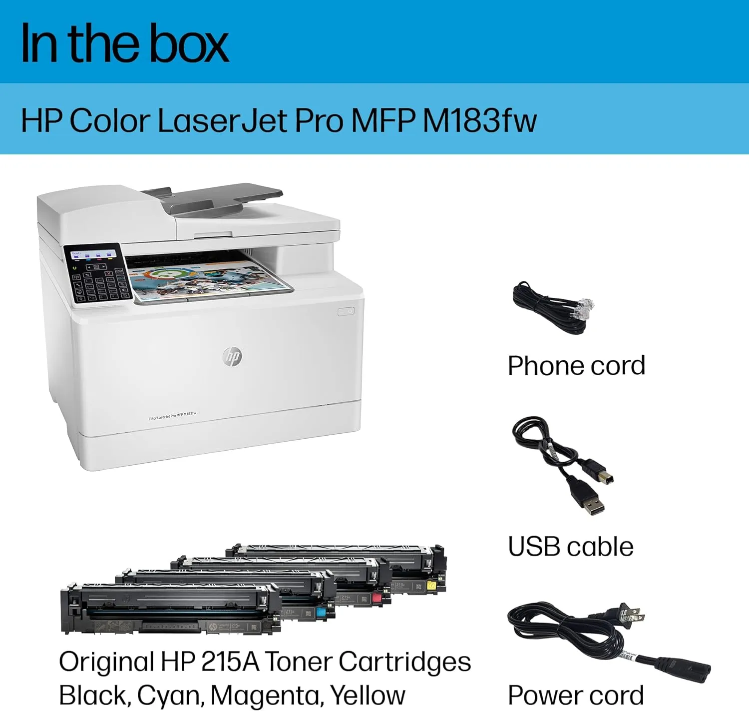 HP Color Laserjet Pro MFP M183fw Wireless All-in-One Printer for Home Office