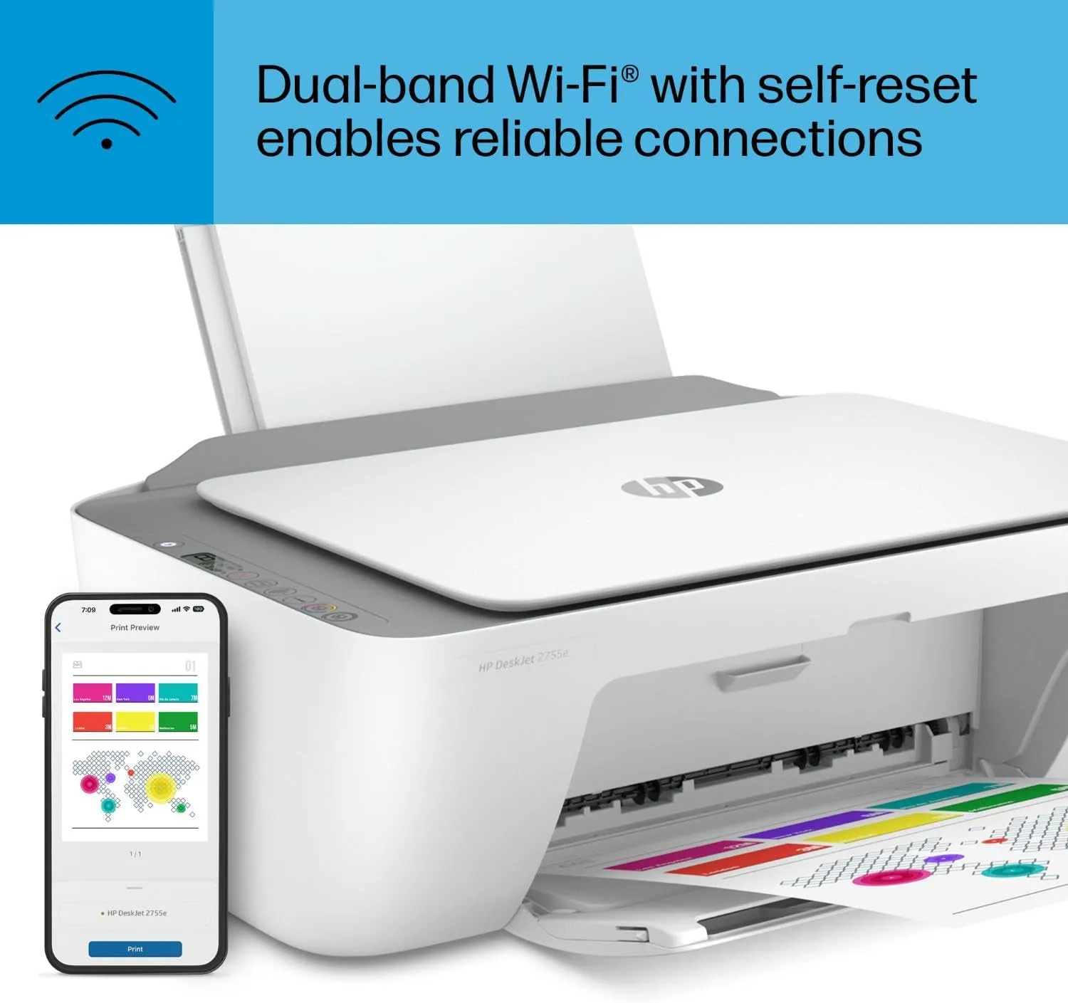 HP DeskJet 2755e All-in-One Printer with 3 Months Free Ink