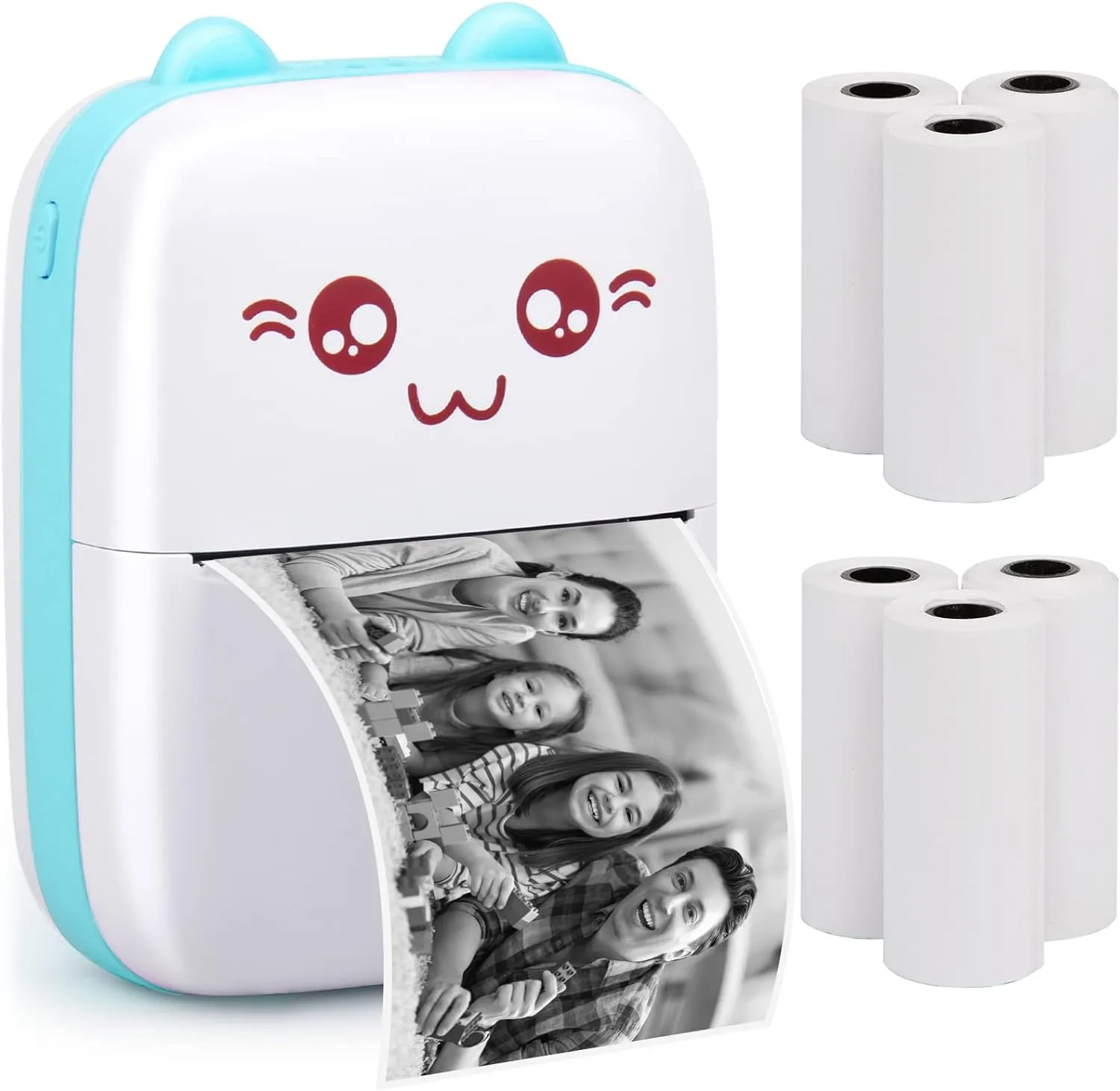 ITEM# 0195   Printers with 6 Rolls Printing Paper for Android iOS Smartphone, BT Inkless Printing Gift for Label Receipt Photo Notes Study Home Office (Watch Video)