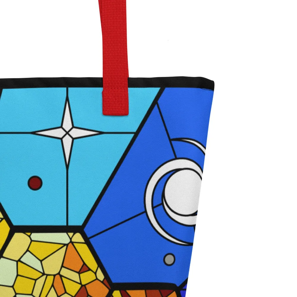 JWST Rising Stained Glass Design Tote Bag with Pocket