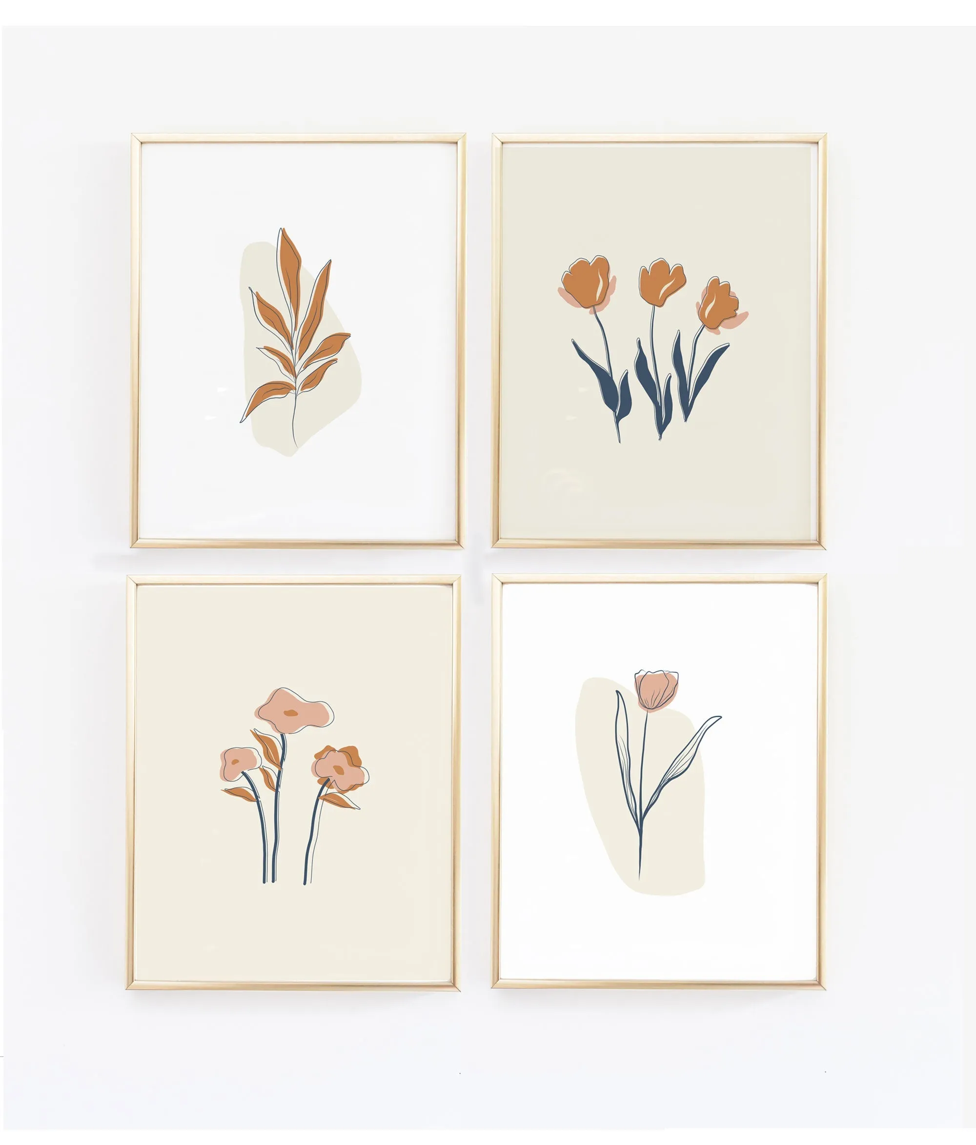 Line Floral Prints - Set of Four