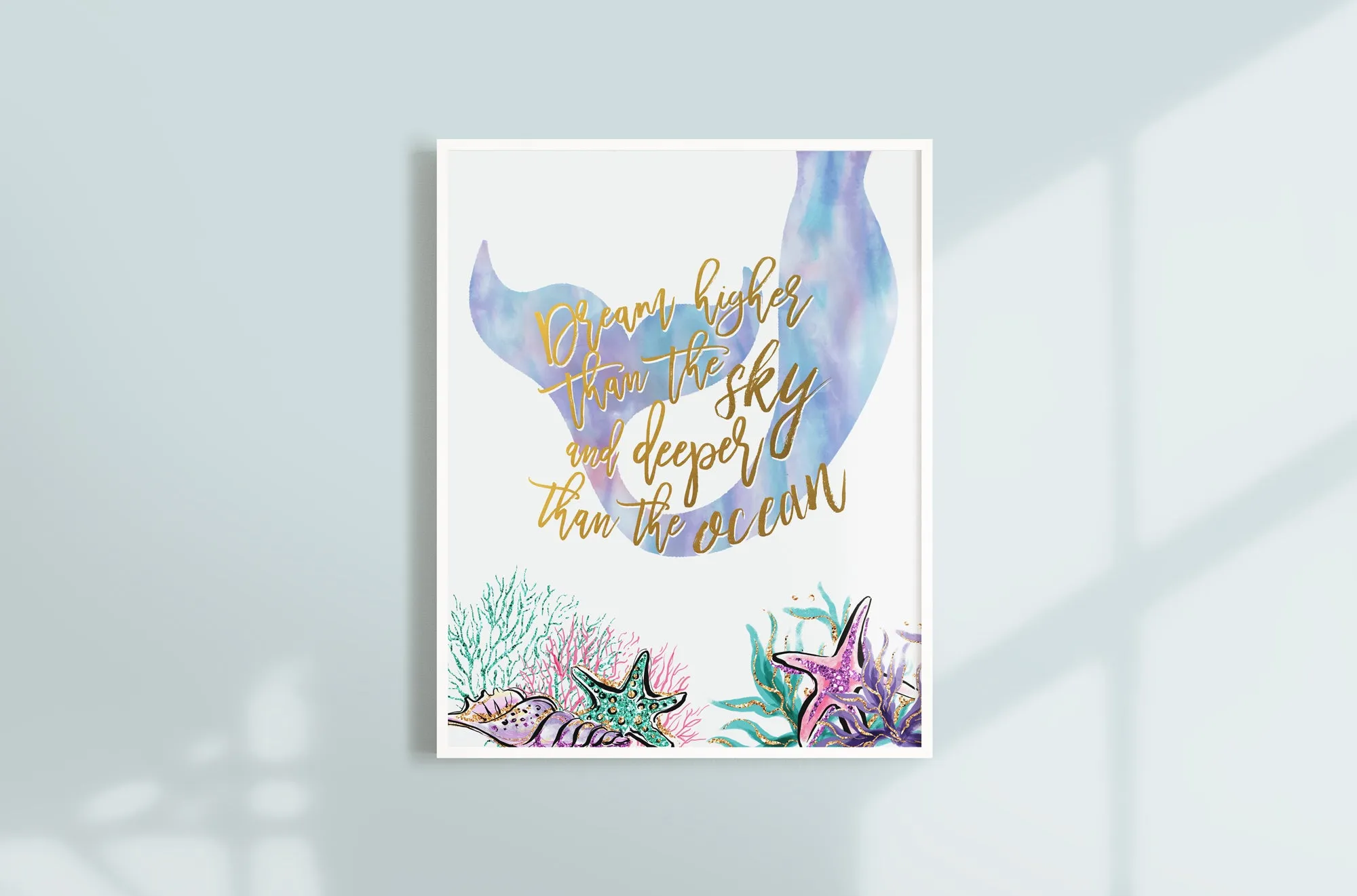 Mermaid Wall Art - Dream higher than the sky and deeper than the ocean in multi-color